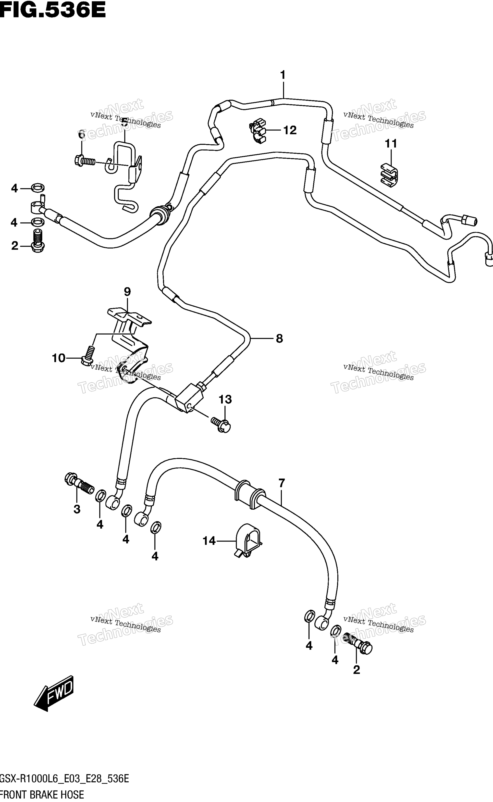 Шланг переднего тормоза (Gsx-R1000al6 E33)