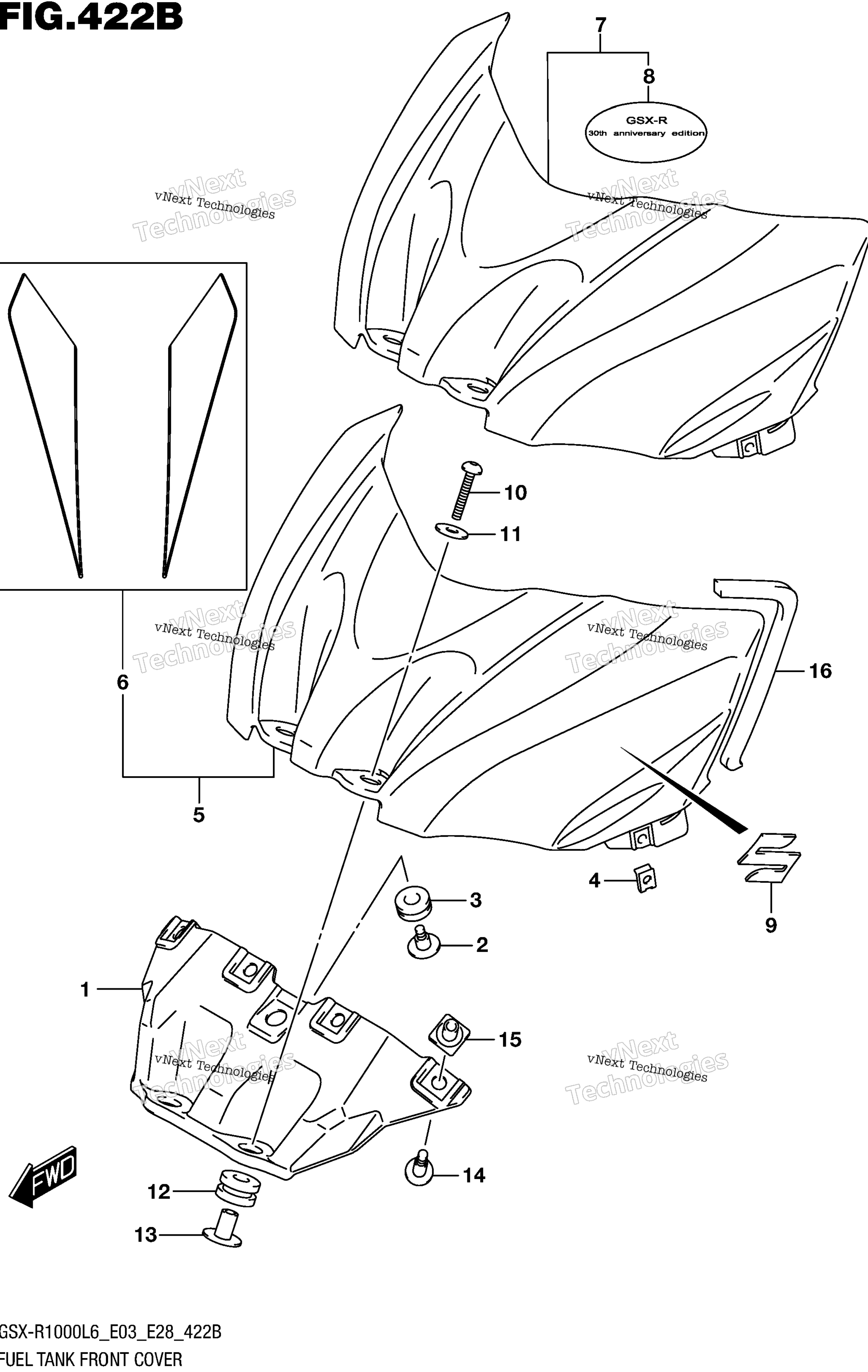 Топливный бак Front Cover (Gsx-R1000l6 E28)