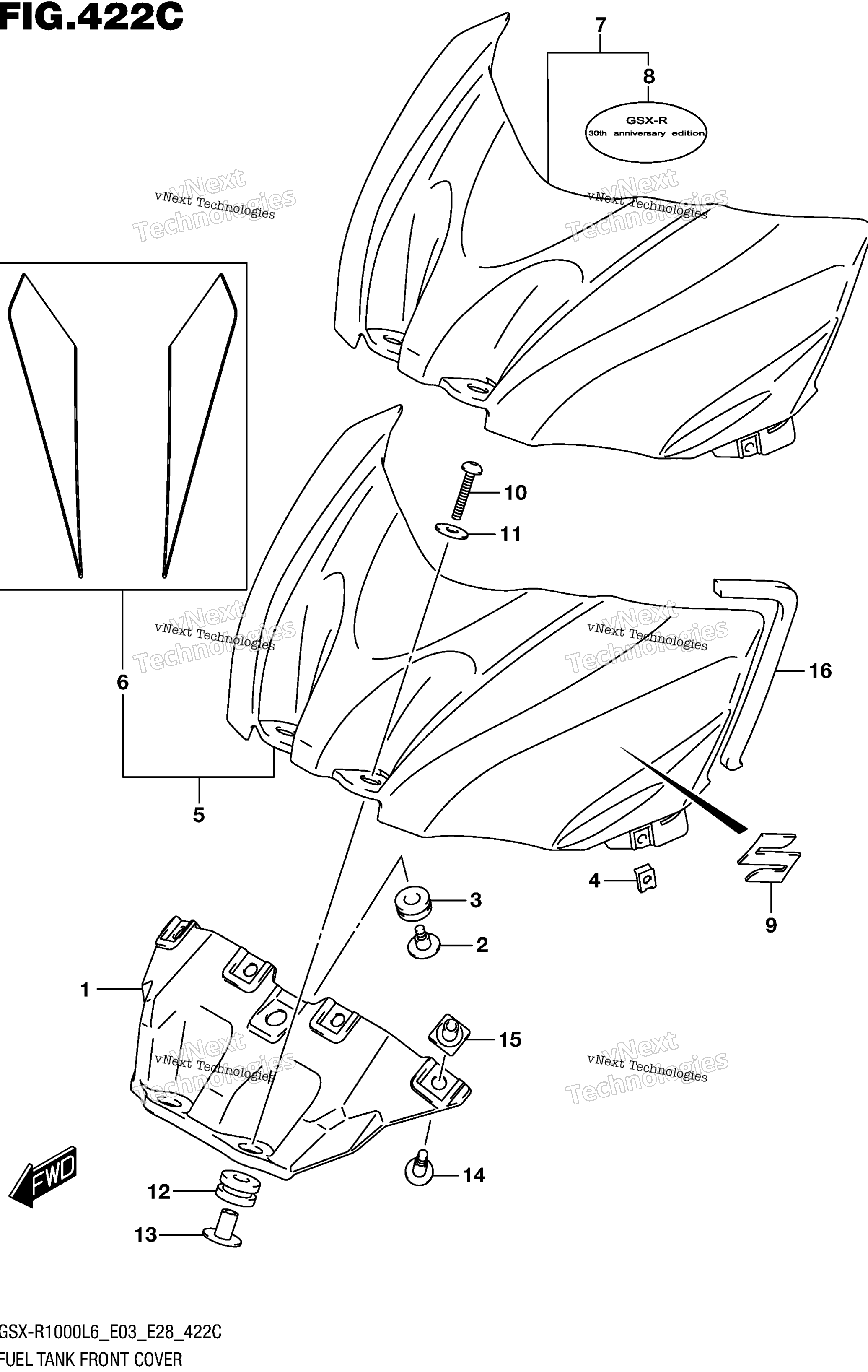 Топливный бак Front Cover (Gsx-R1000l6 E33)