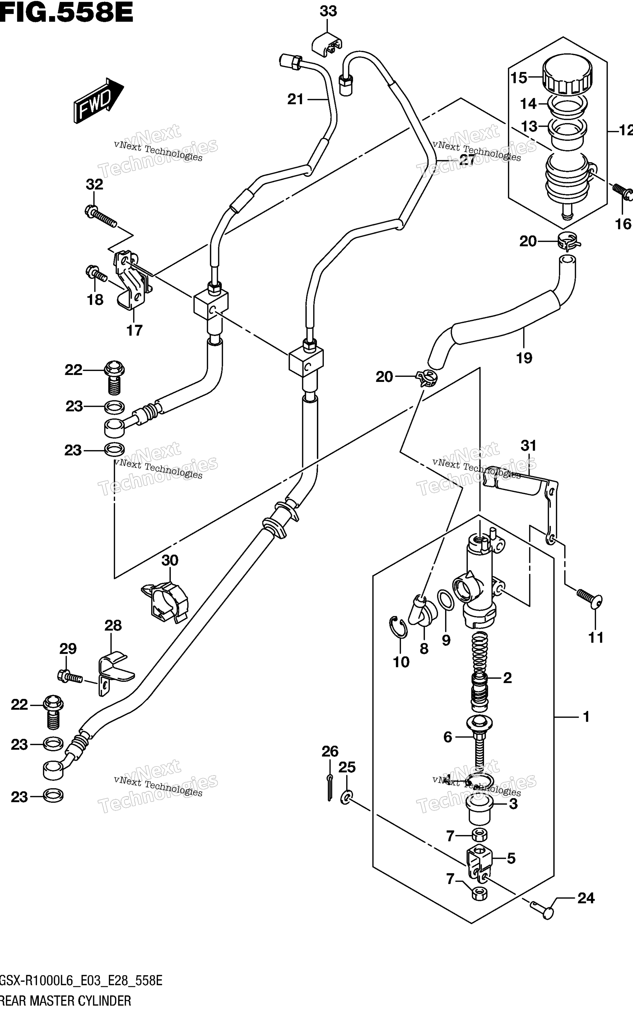 Задний главный цилиндр тормоза (Gsx-R1000al6 E33)