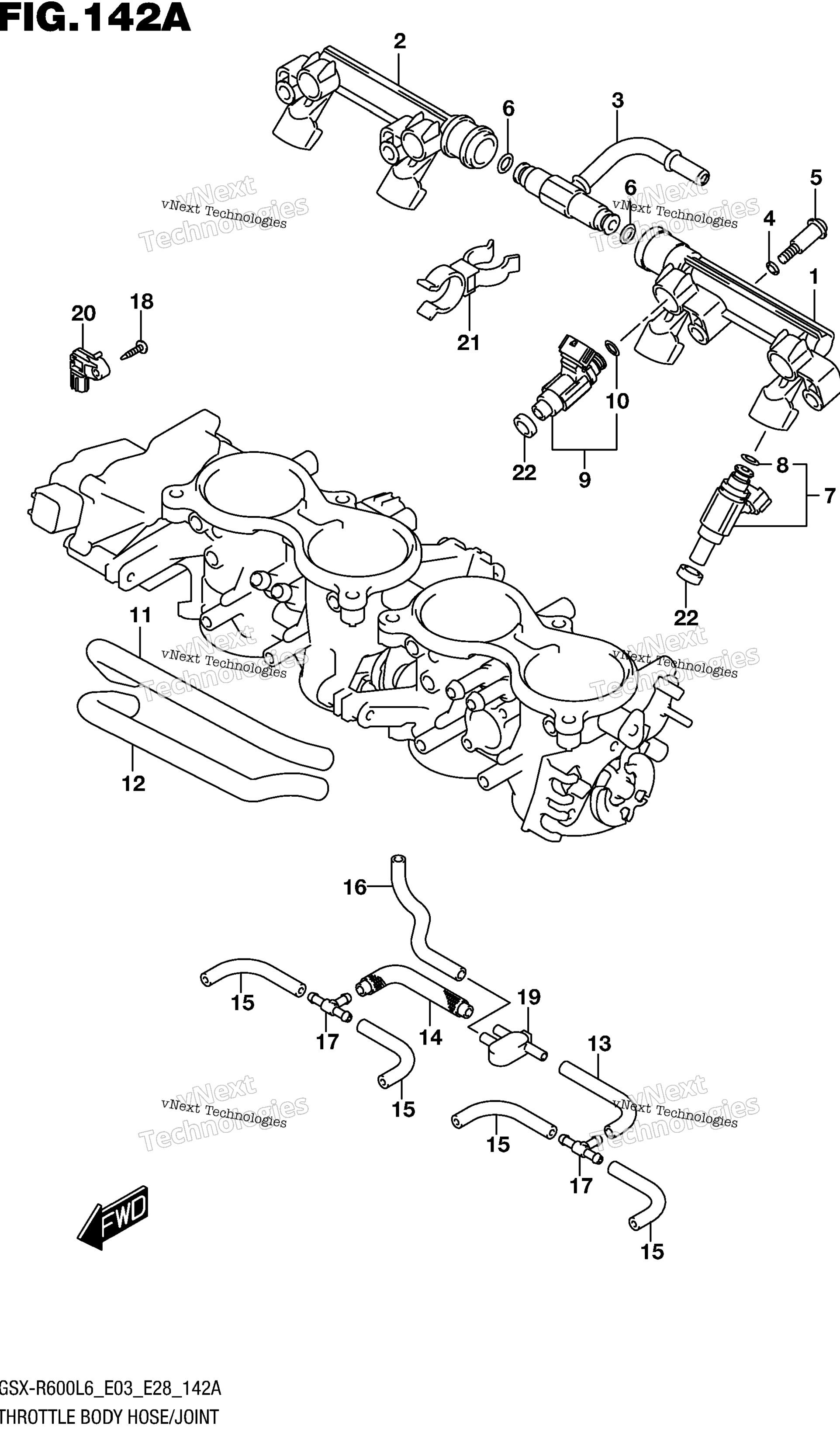 Дроссельный узел Hose/Joint (Gsx-R600l6 E03)