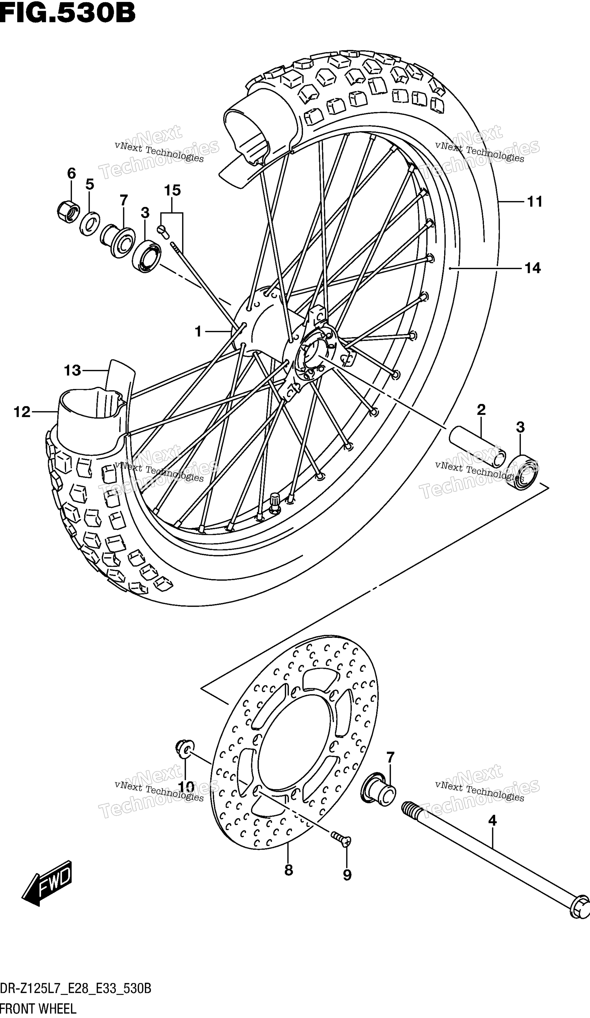 Переднее колесо (Dr-Z125l E28)