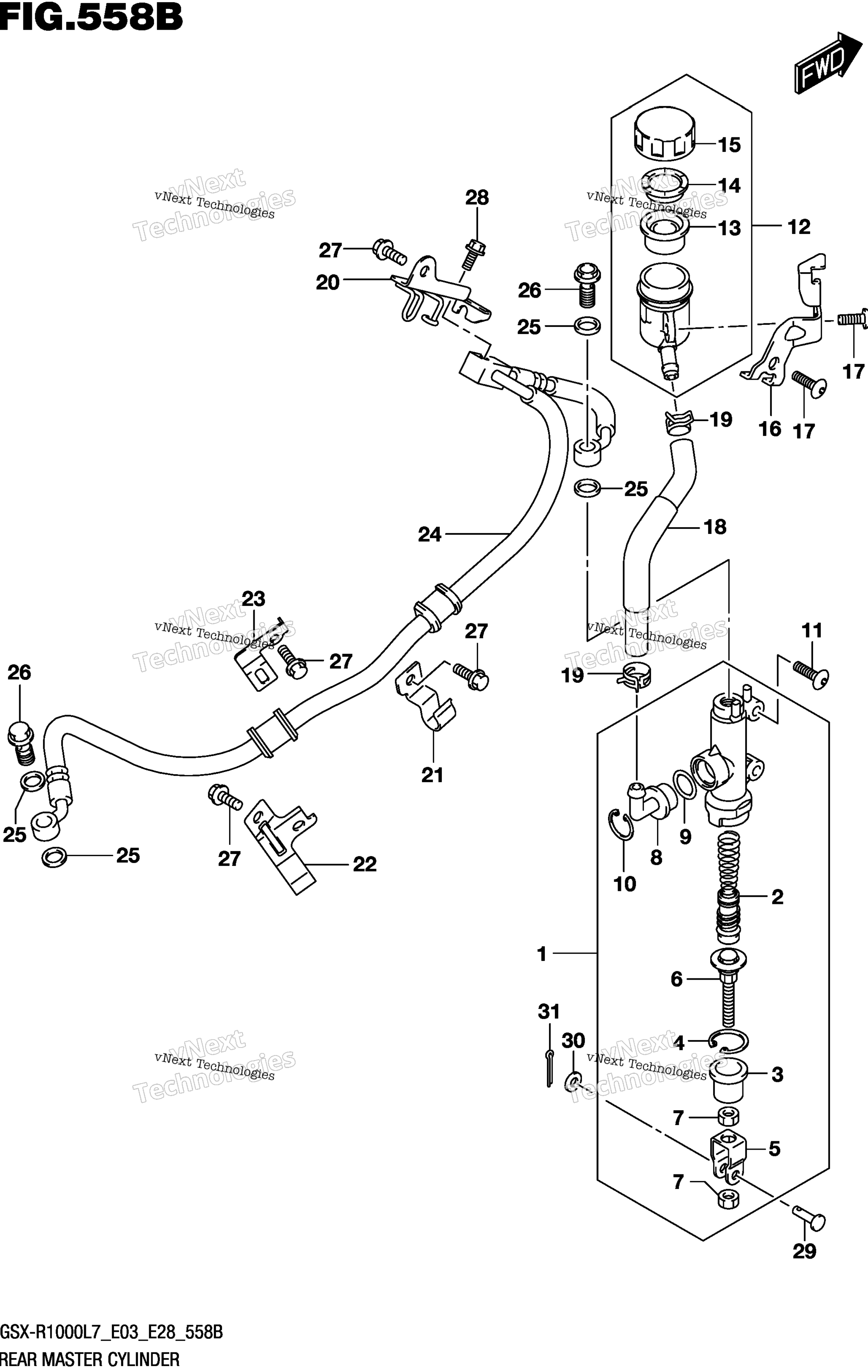 Задний главный цилиндр тормоза (Gsx-R1000l7 E28)