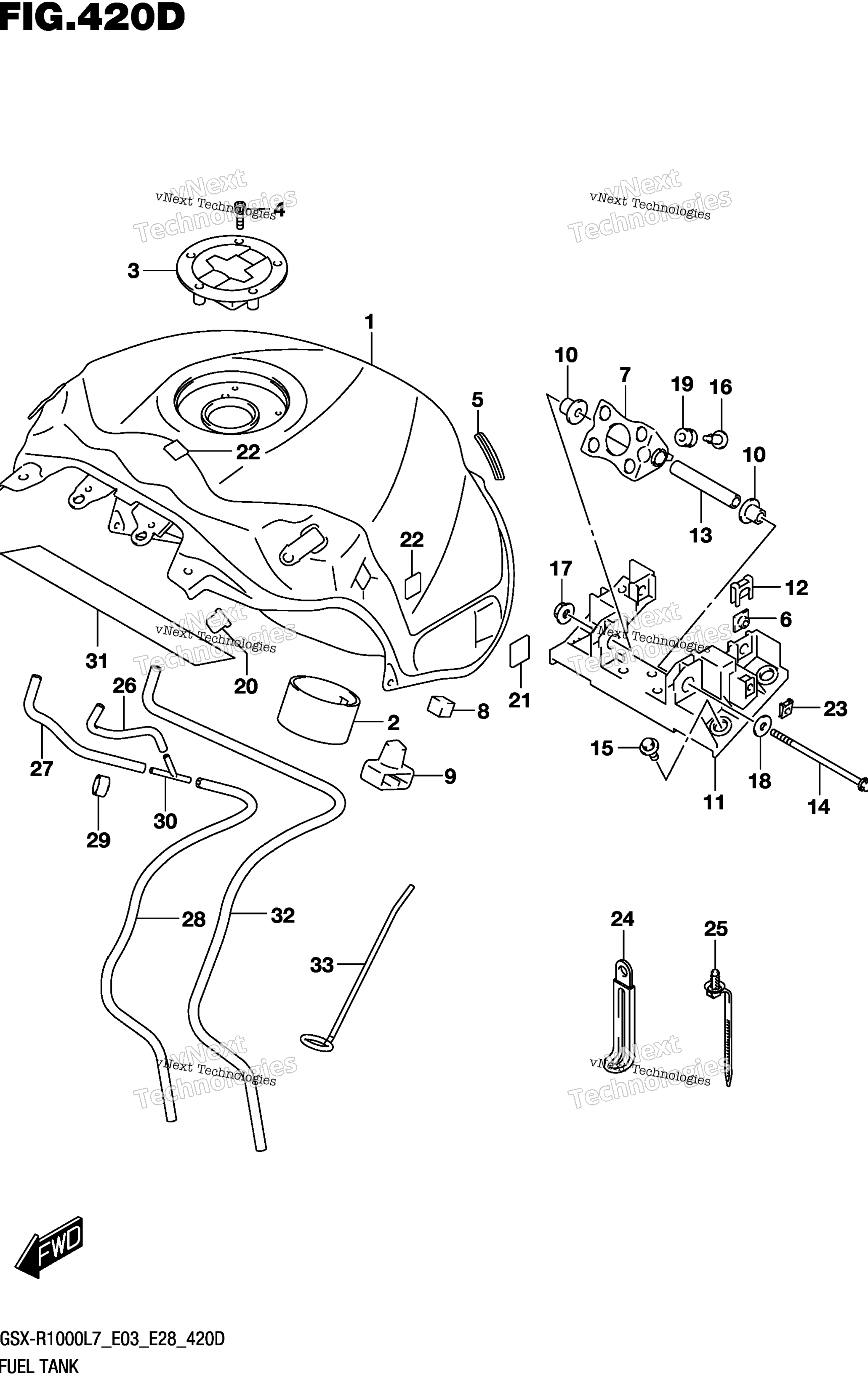 Топливный бак (Gsx-R1000l7 E28) (Ykv,Yvz)