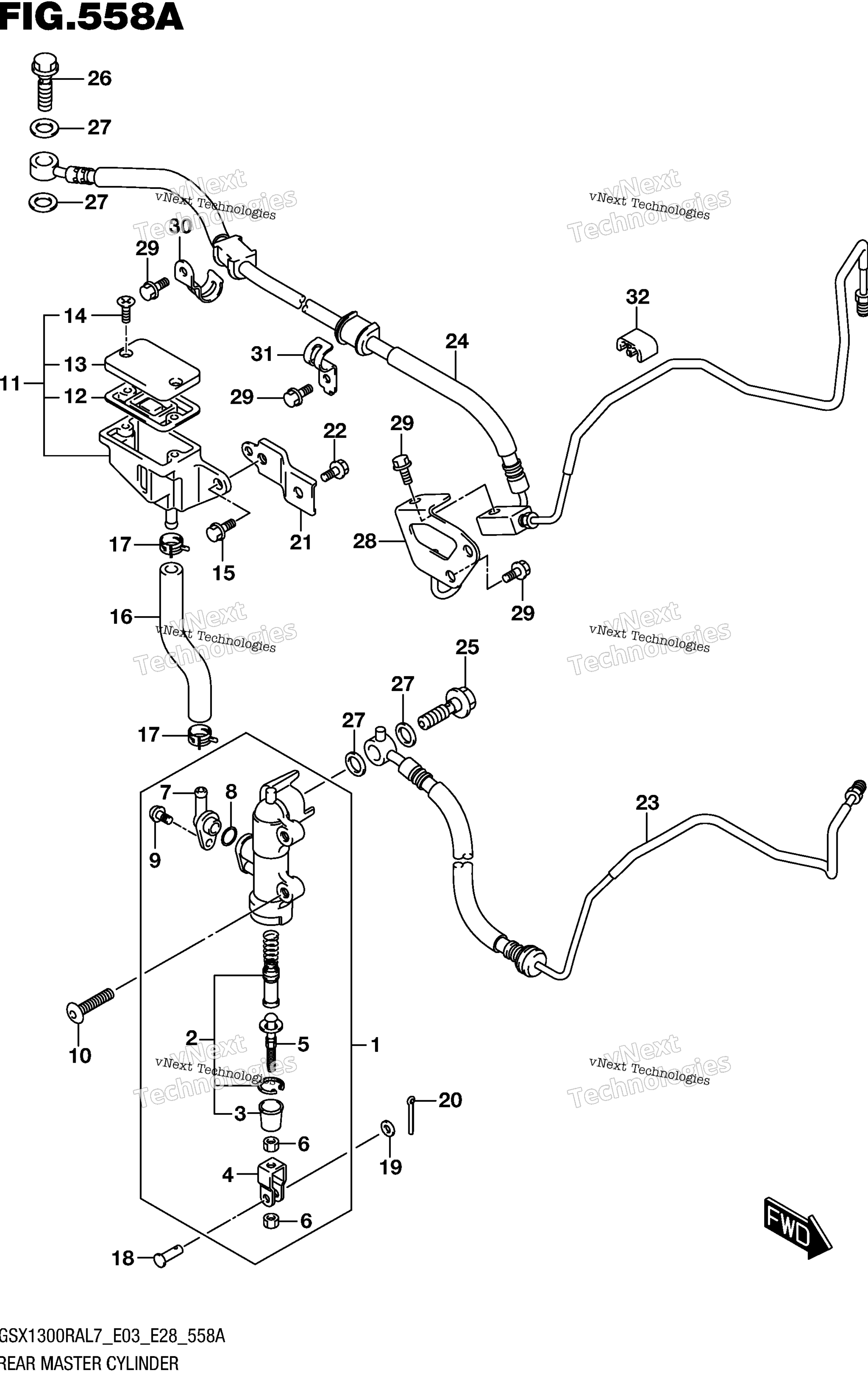 Задний главный цилиндр тормоза (Gsx1300ral7 E03)
