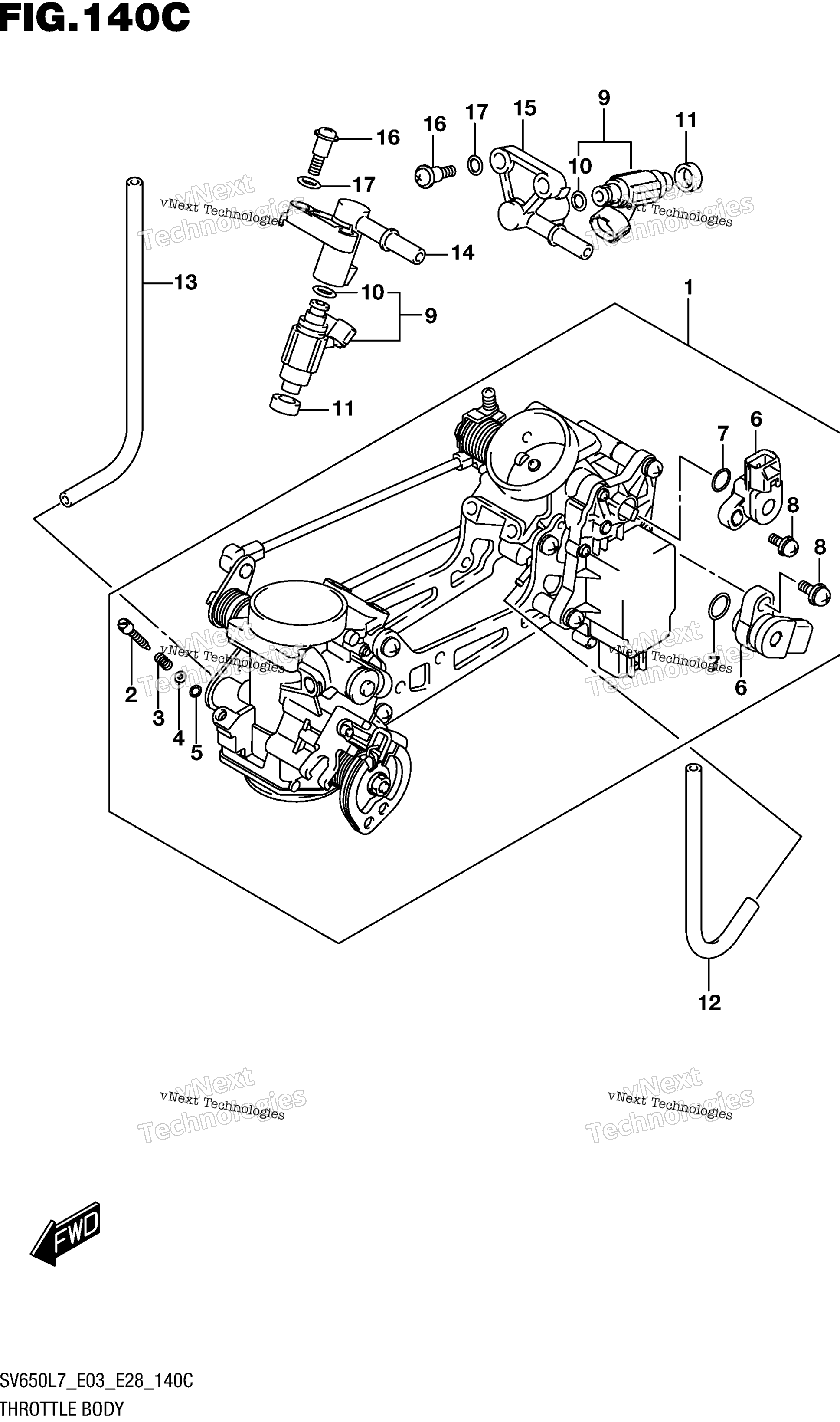 Дроссельный узел (Sv650al7 E28)
