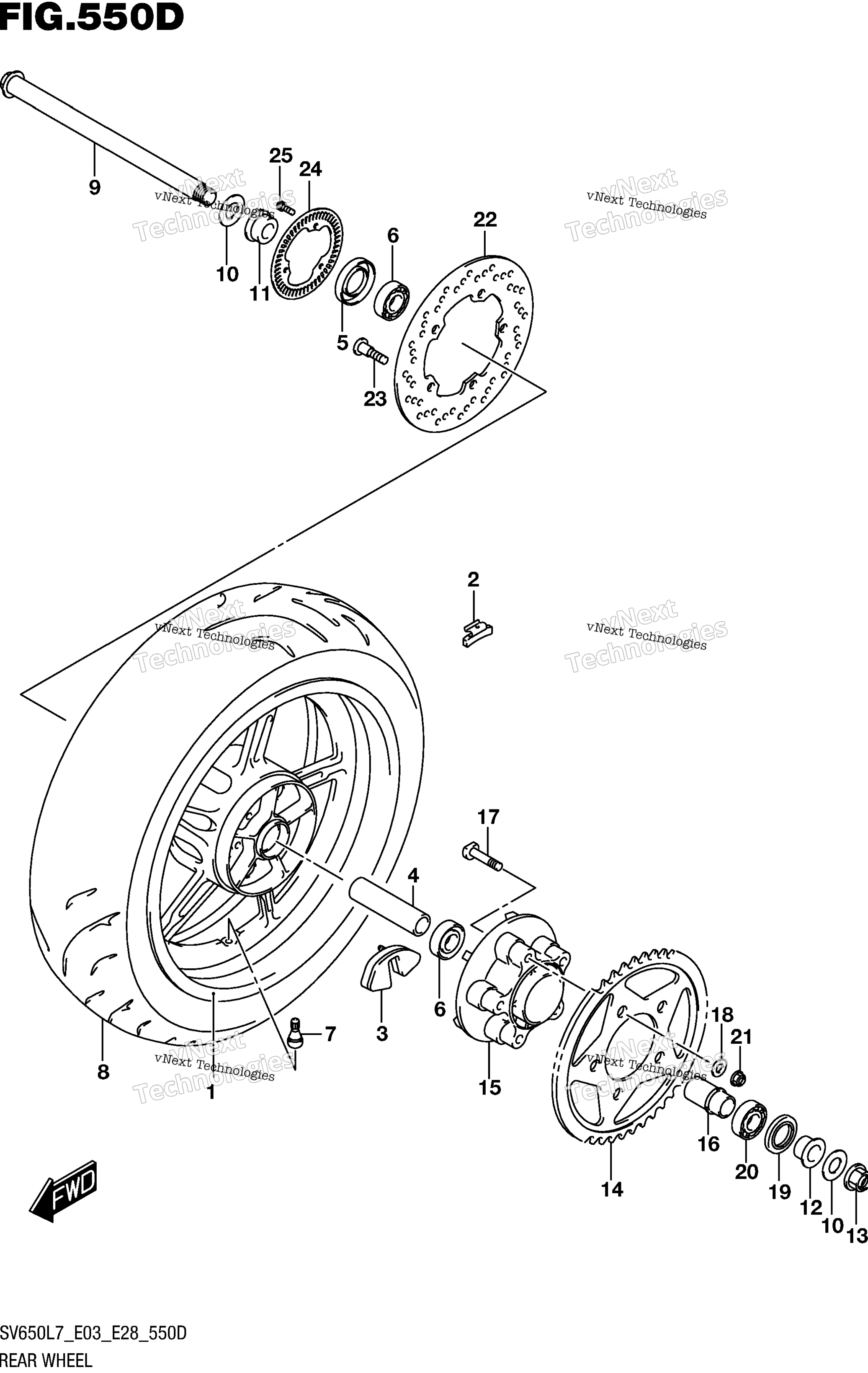 Заднее колесо (Sv650al7 E33)