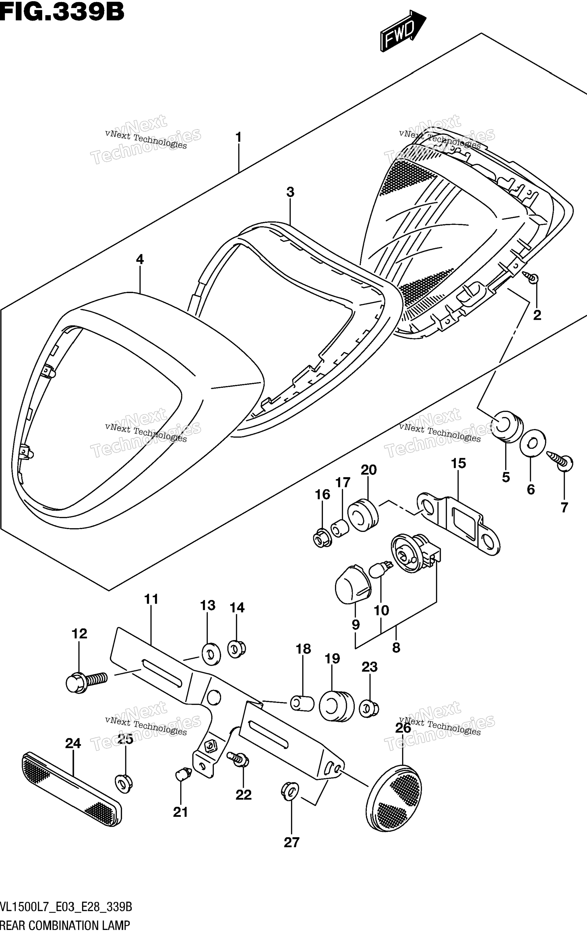 Задний комбинированный фонарь (Vl1500bl7 E28)