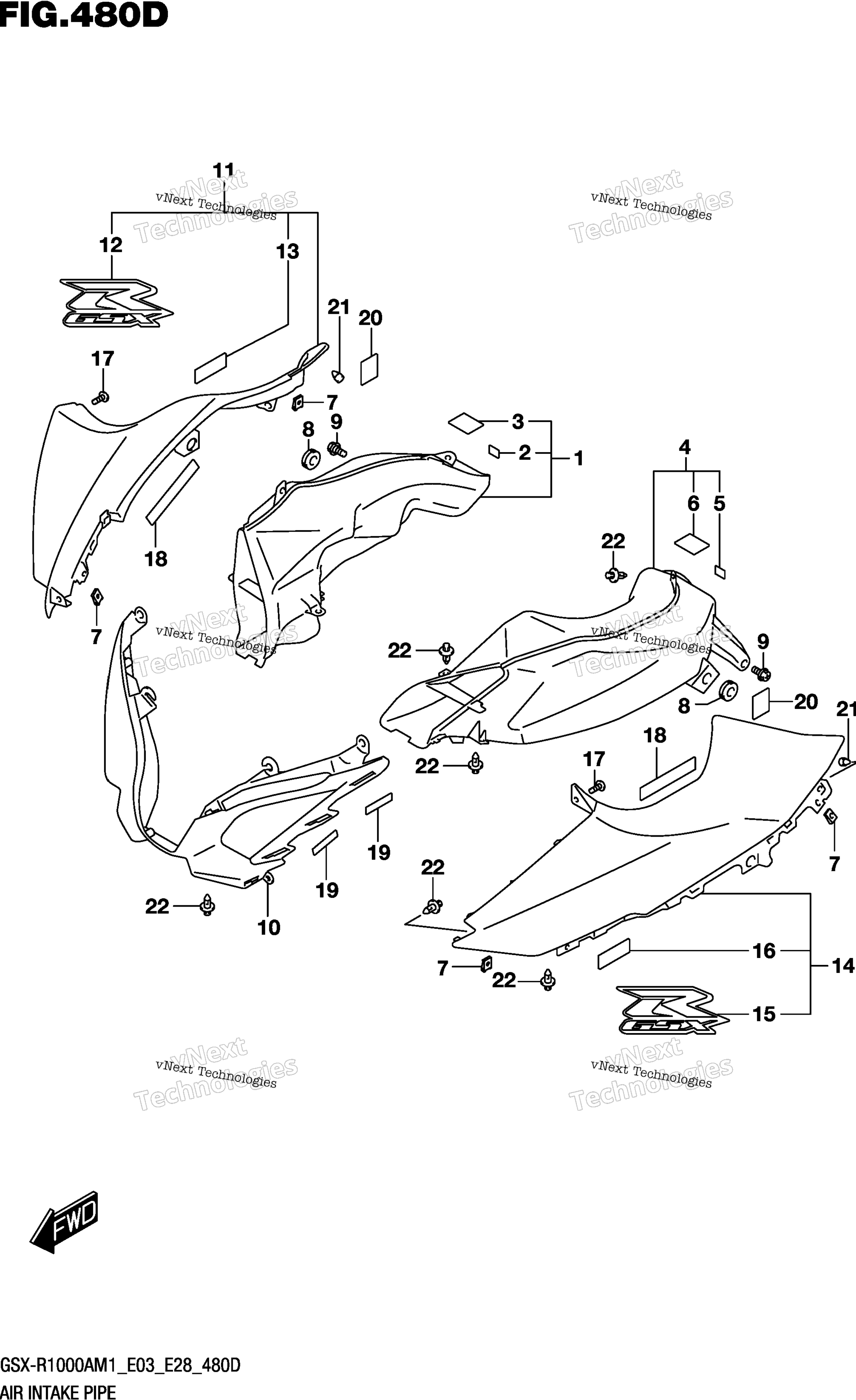 Воздушный впуск трубка (Gsx R1000rza)