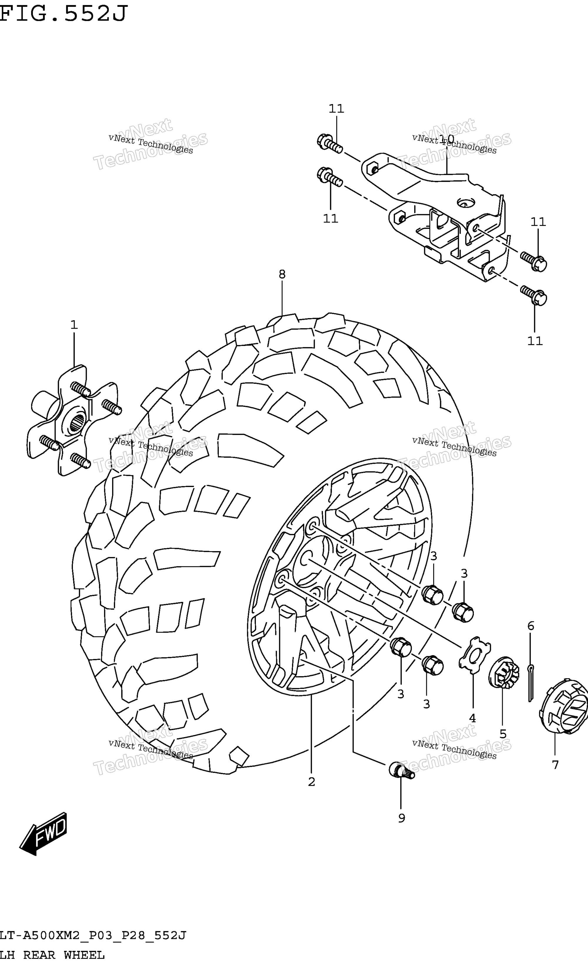 Заднее колесо (лев.) (Lt-A500xpzm2 P33)