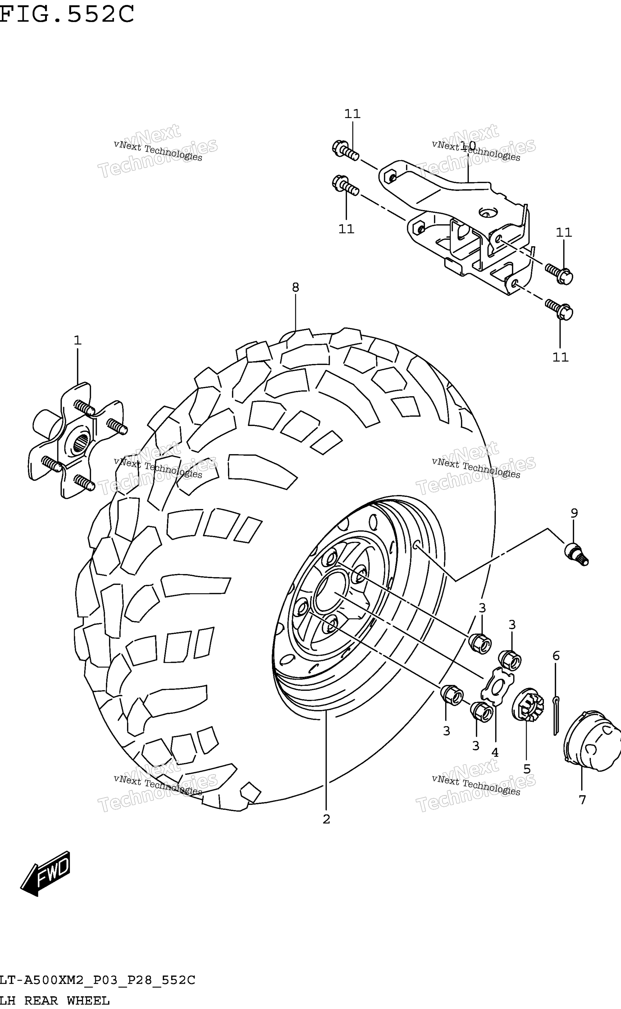 Заднее колесо (лев.) (Lt-A500xm2 P33)