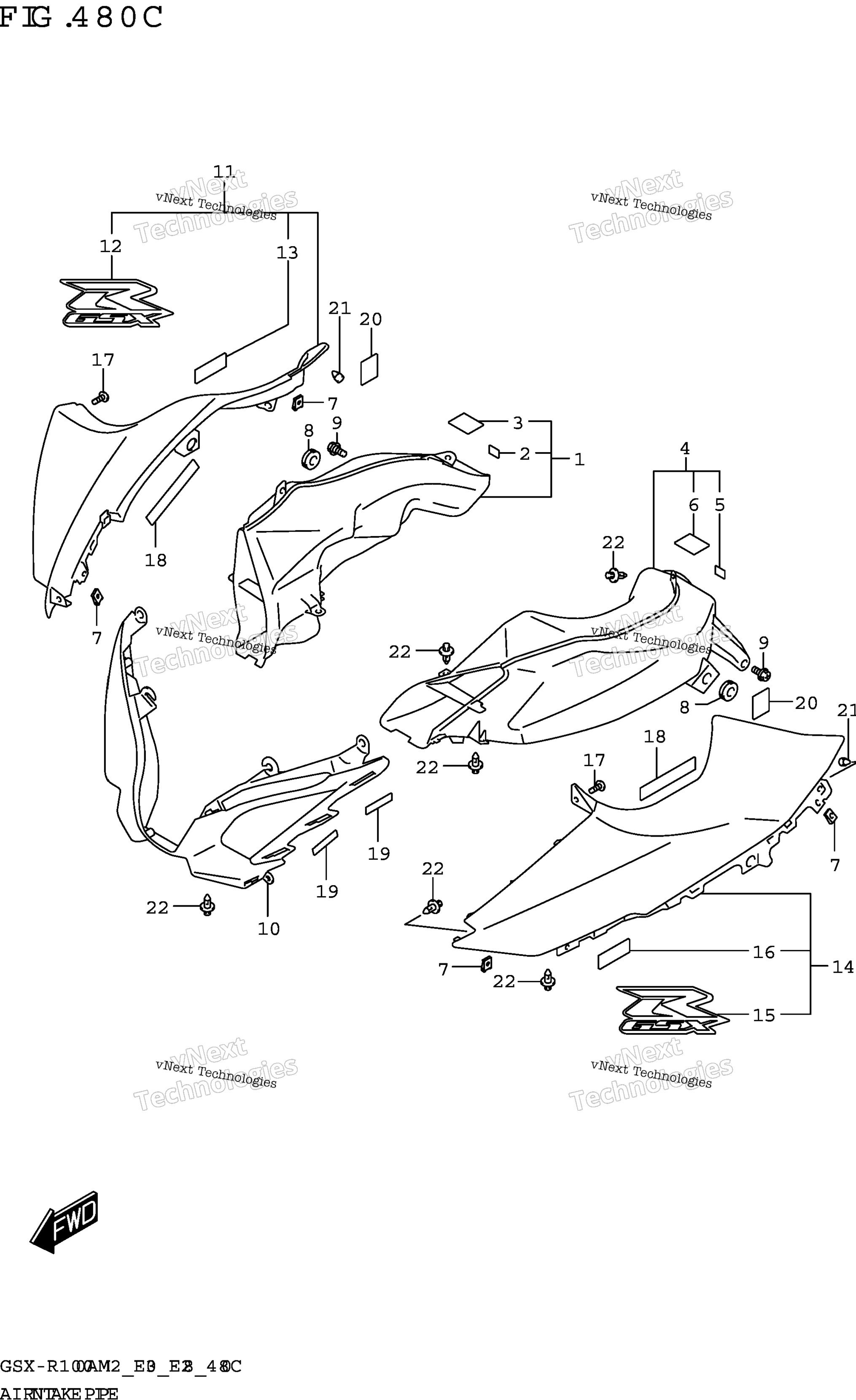Воздушный впуск трубка (Gsx R1000rza)