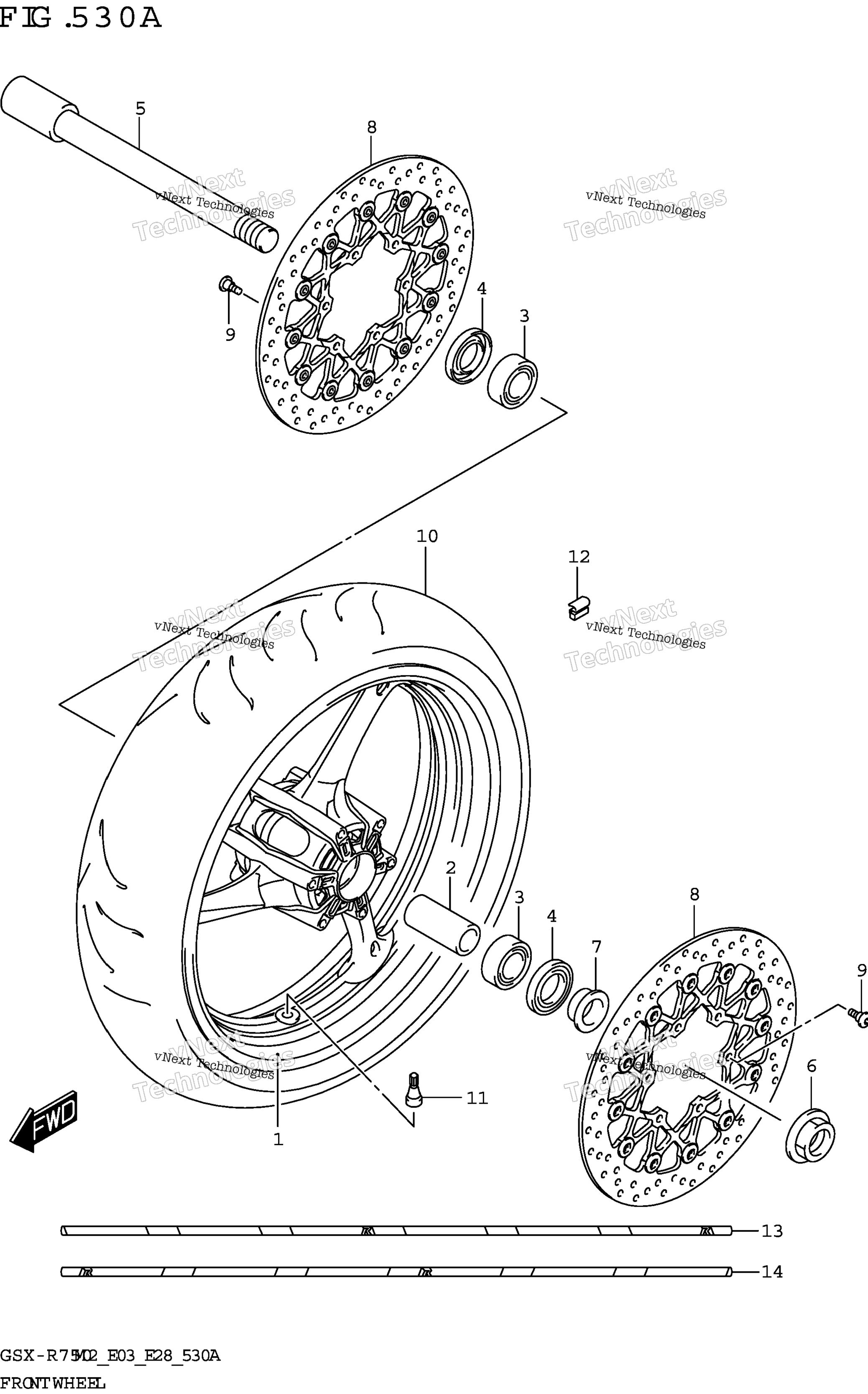 Переднее колесо (Gsx-R750z:(E03,E28,E33))