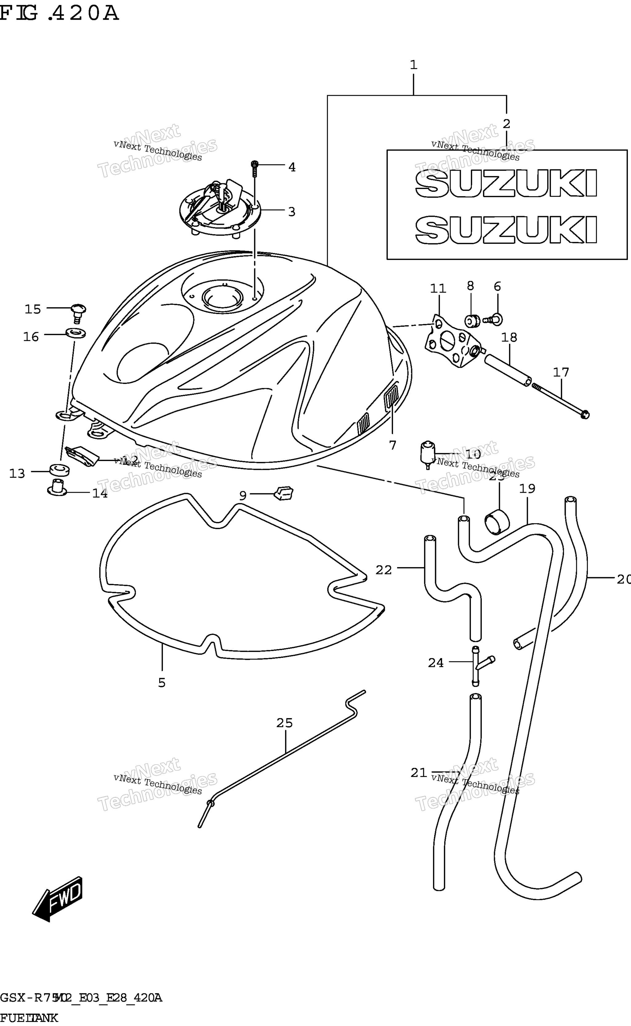 Топливный бак (Gsx-R750:(E03,E28))