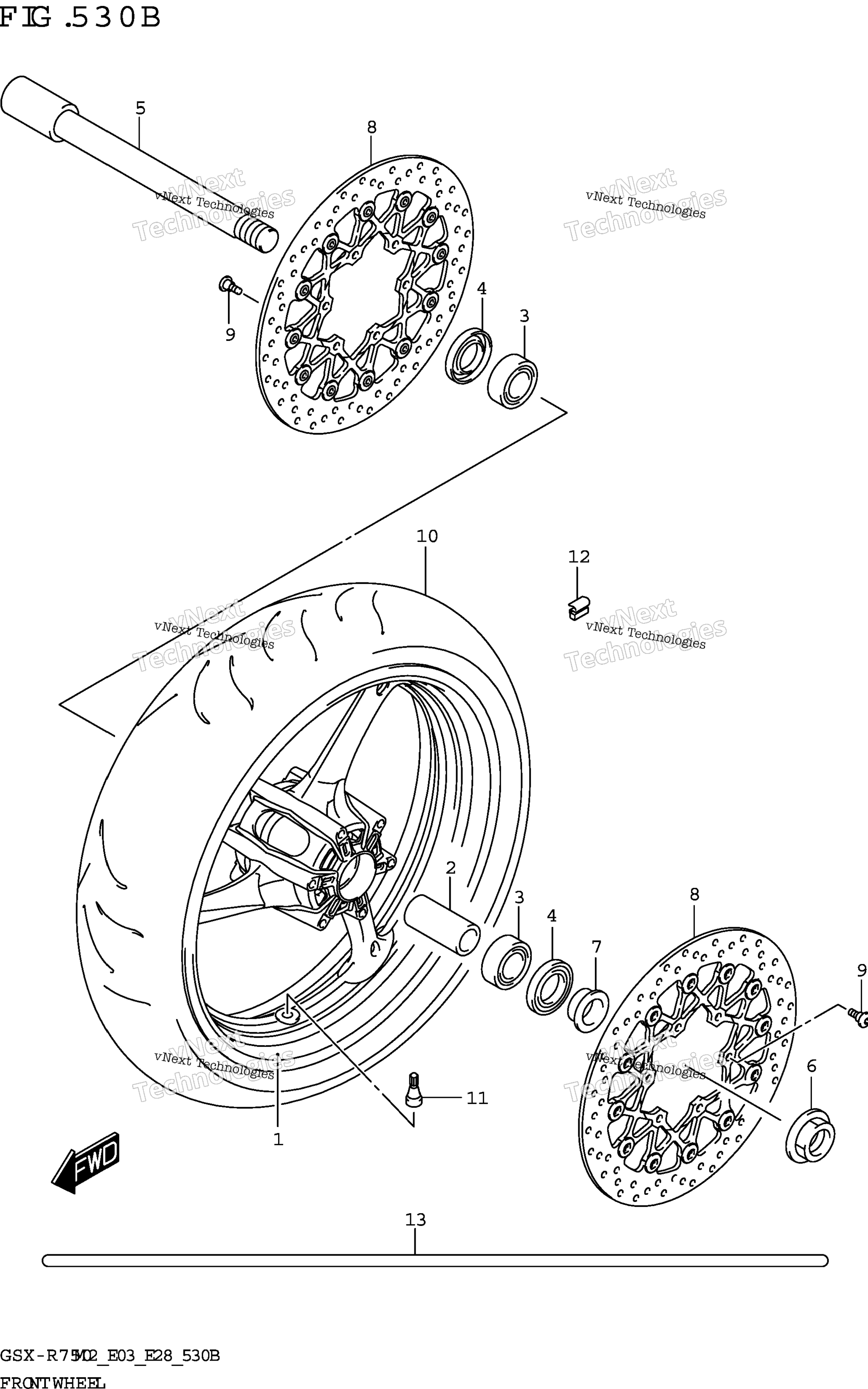 Переднее колесо (Gsx-R750:(E03,E28,E33))
