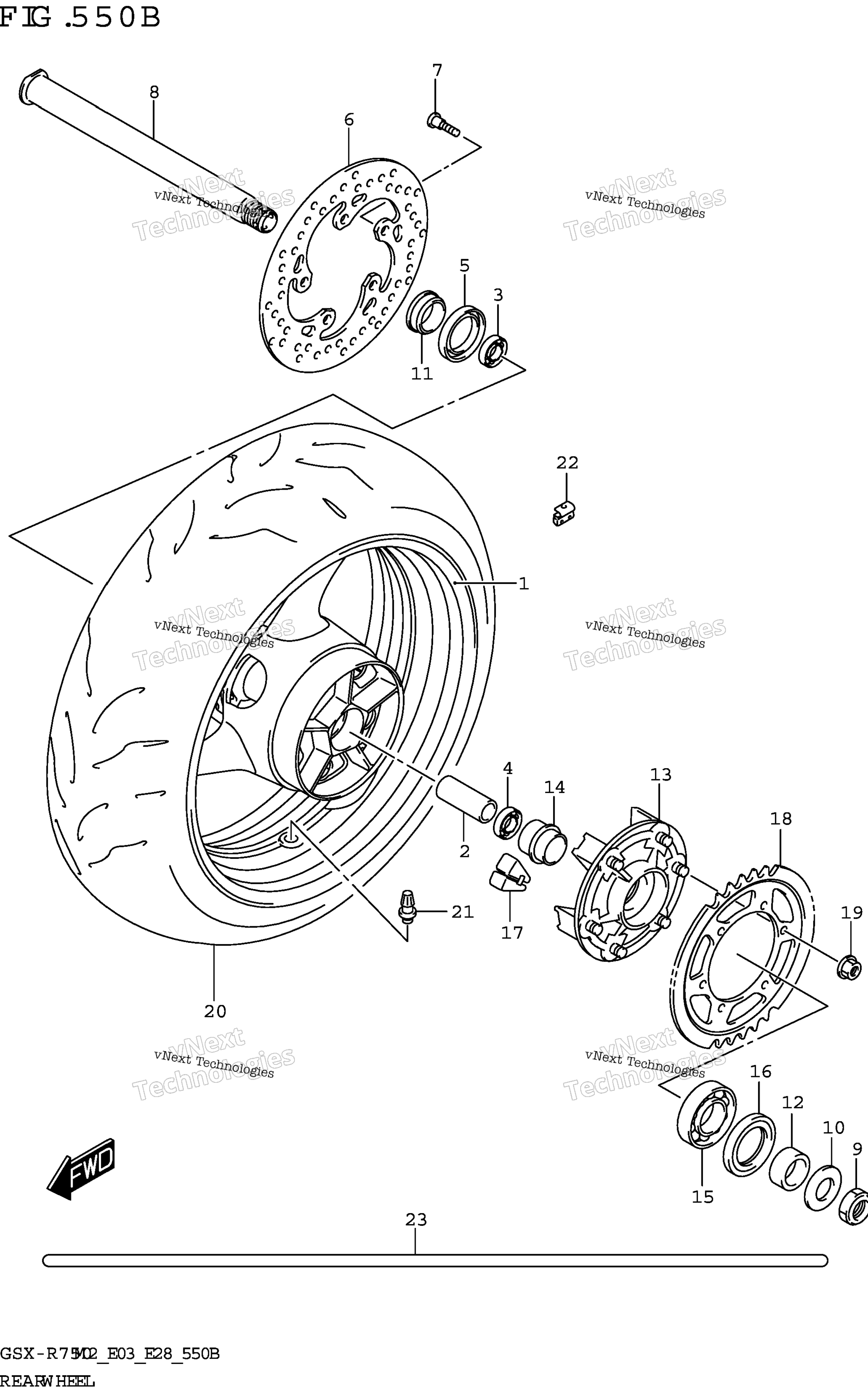 Заднее колесо (Gsx-R750:(E03,E28,E33))