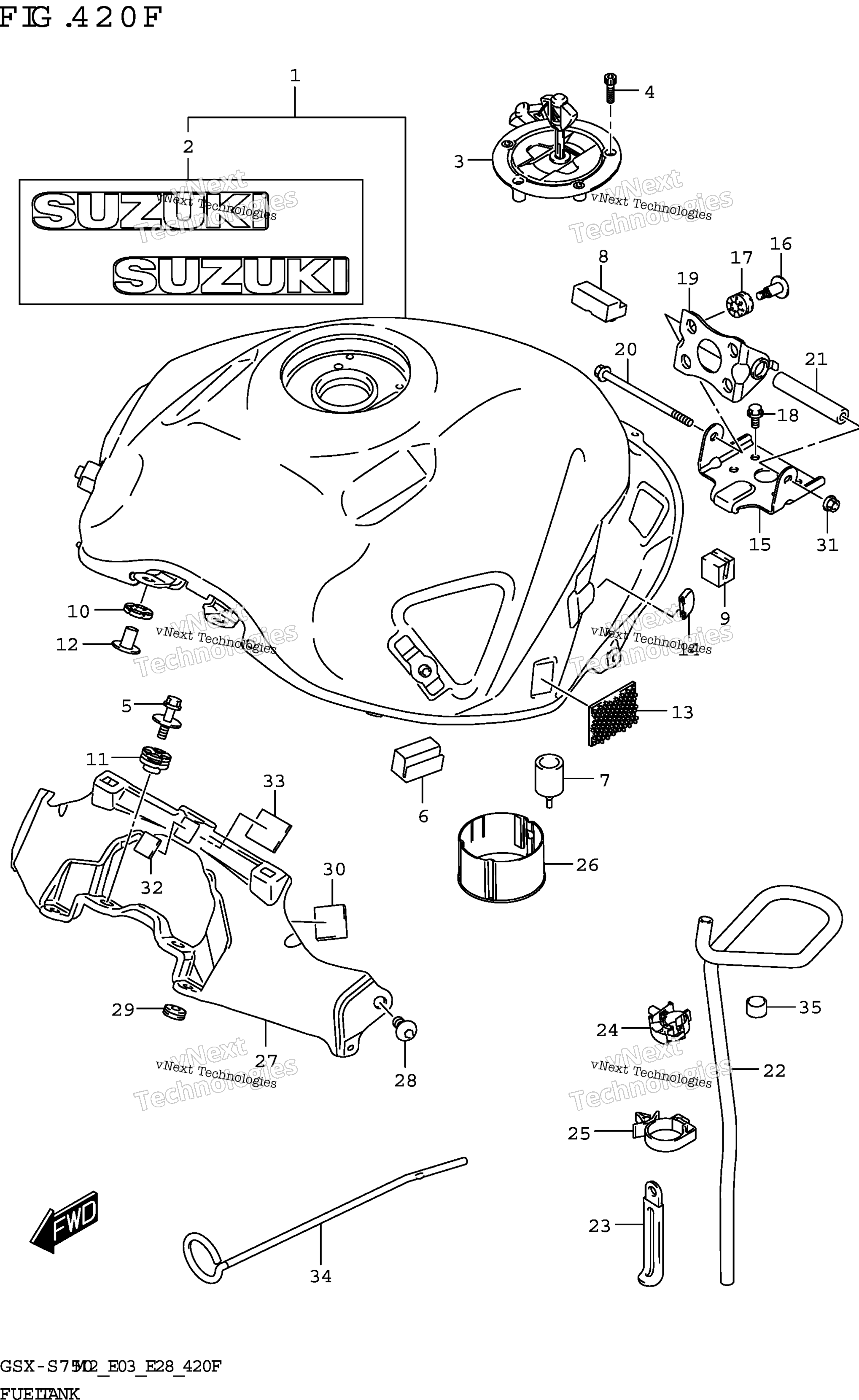 Топливный бак (Gsx-S750,Gsx-S750a:E33)