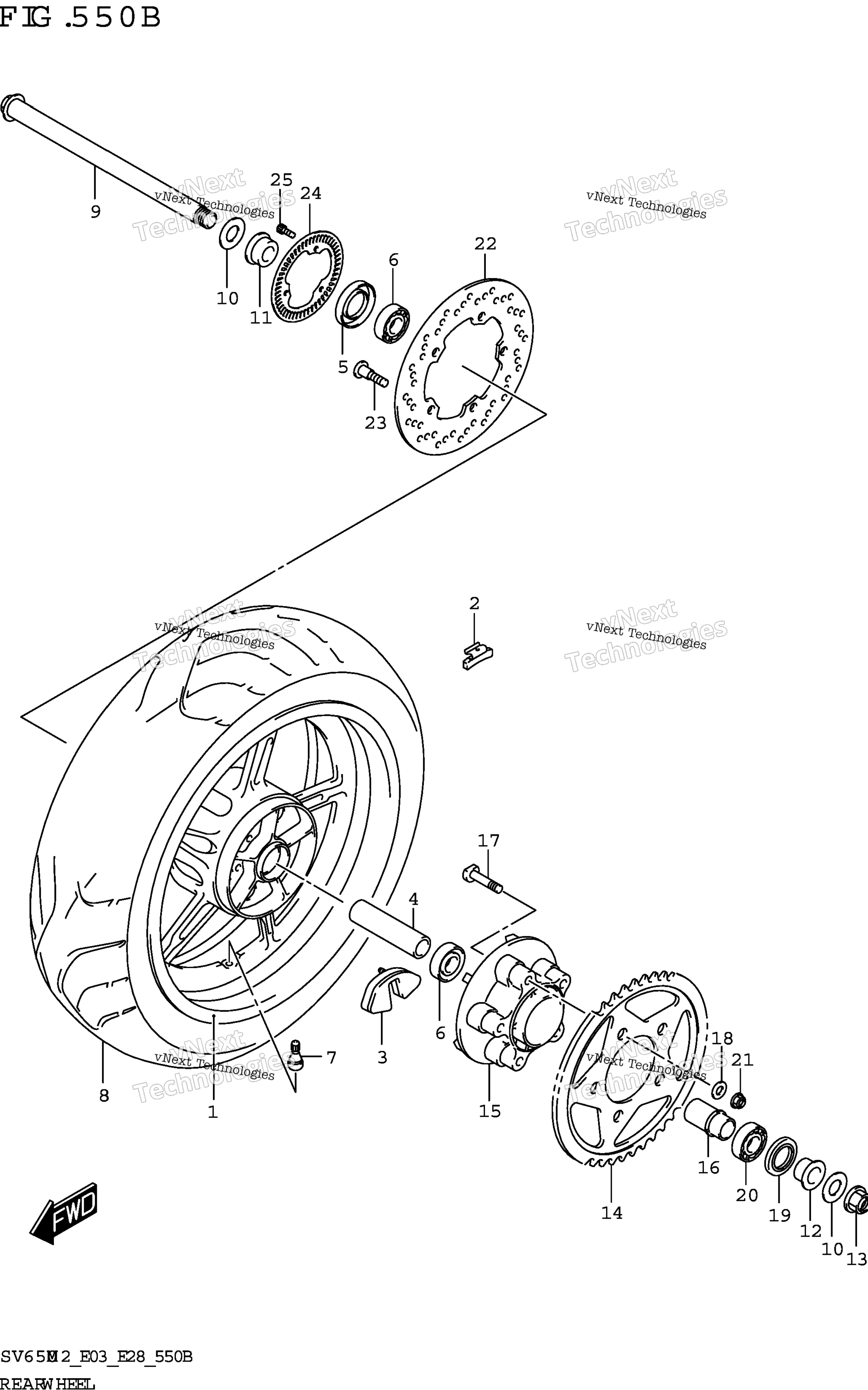 Заднее колесо (Sv650a,Sv650xa)