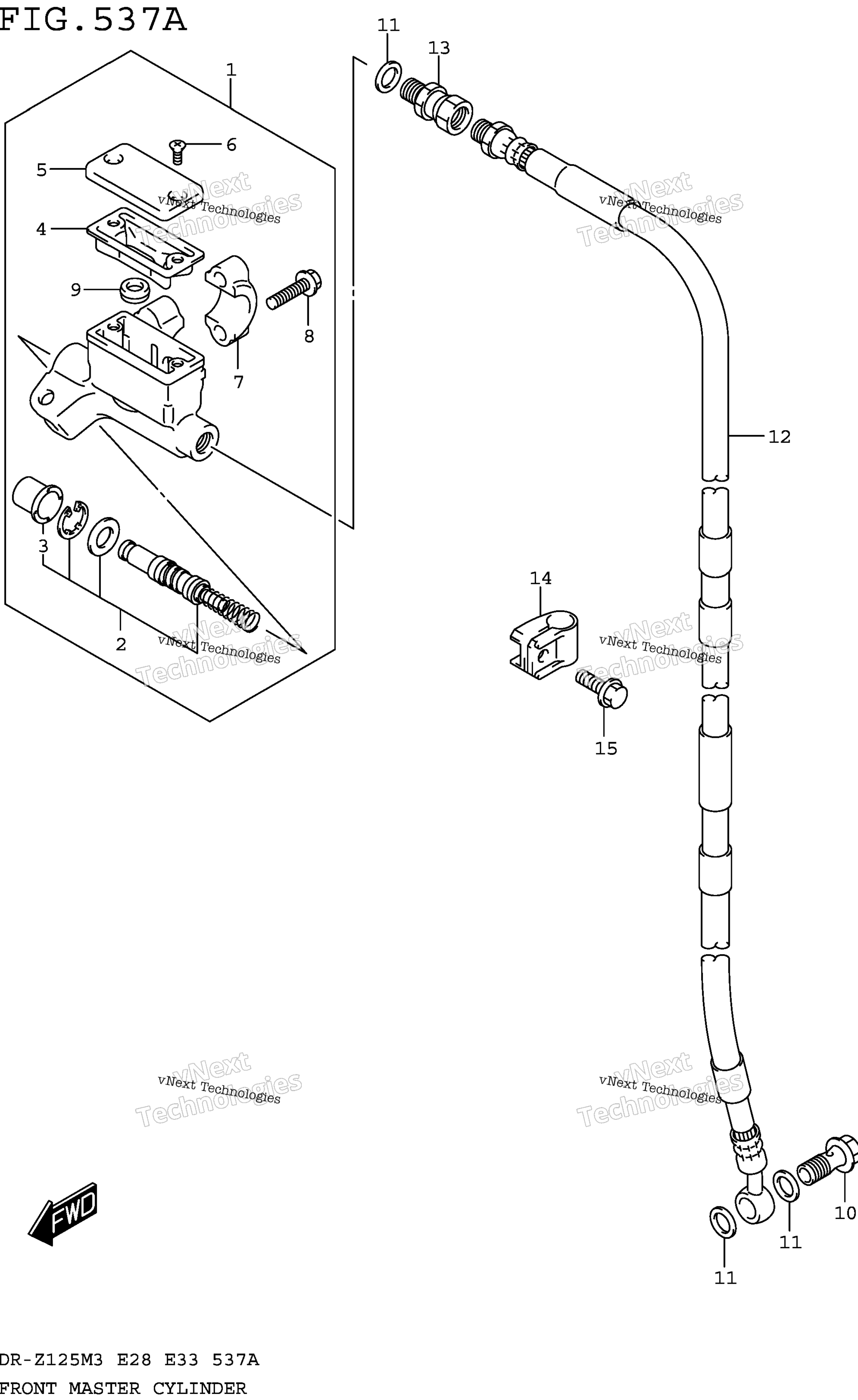 Передний главный цилиндр тормоза (Dr-Z125lm3e28)