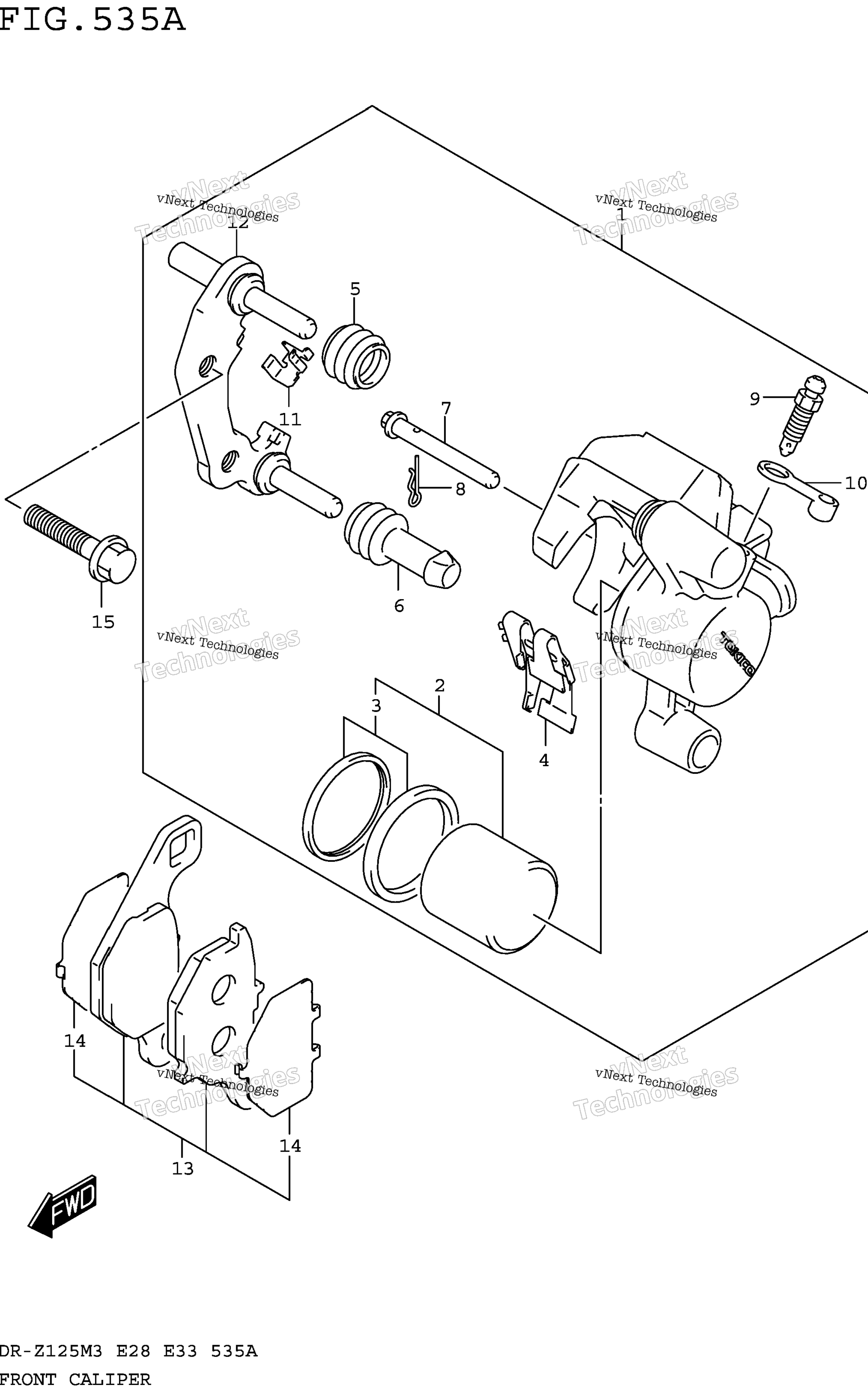 Передний суппорт (Dr-Z125lm3e28)