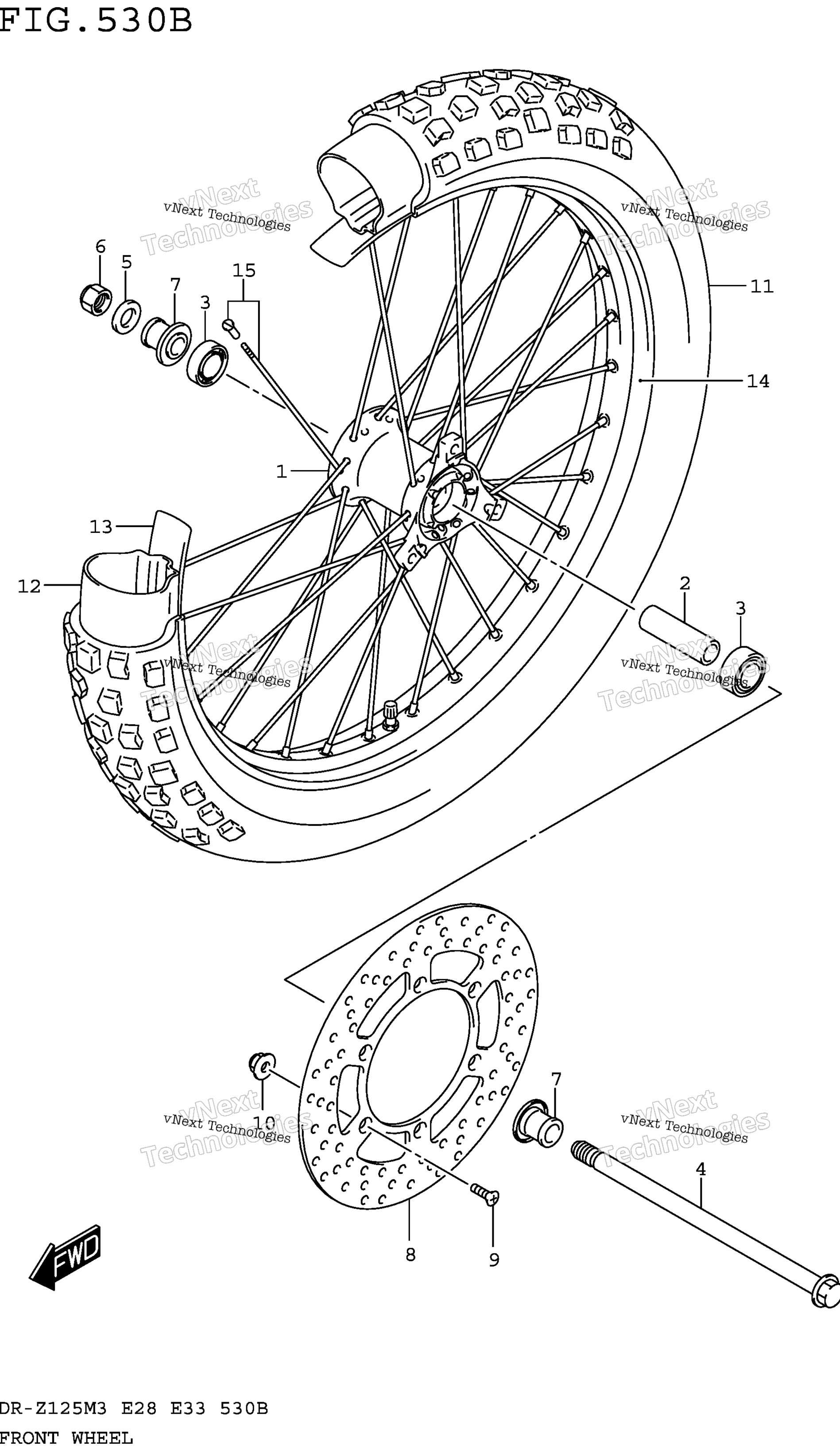 Переднее колесо (Dr-Z125lm3e28)