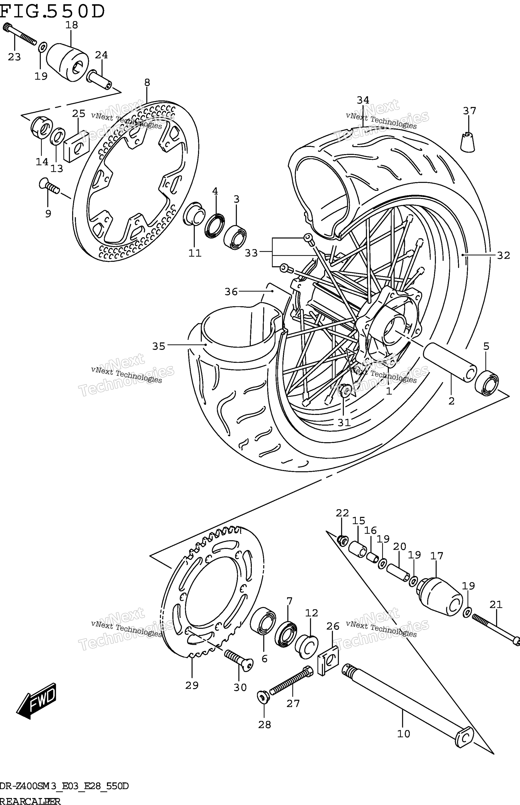 Заднее колесо (Dr-Z400smm3 E03)