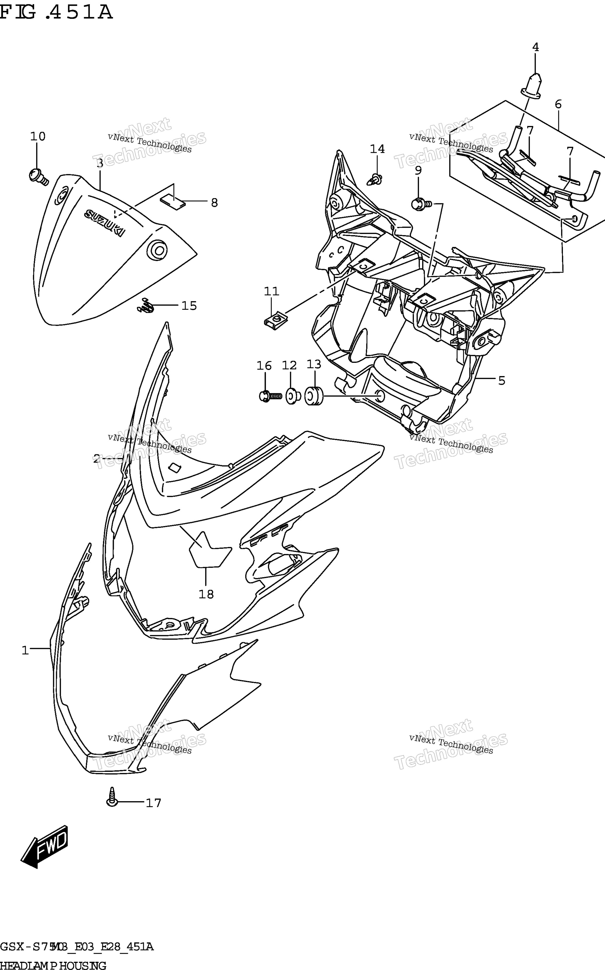 Корпус фары (Gsx-S750,Gsx-S750a)