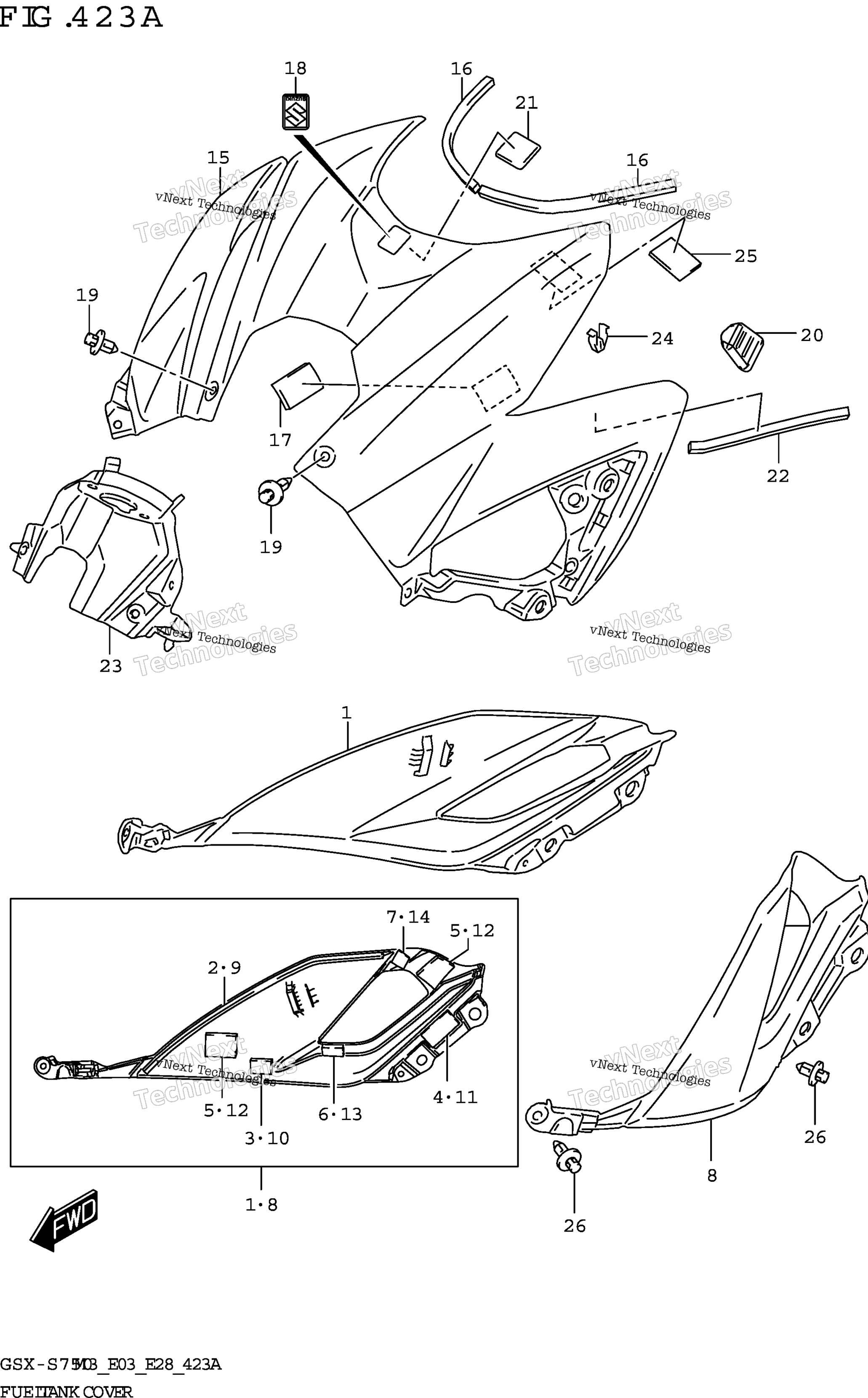 Топливный бак Cover (Gsx-S750,Gsx-S750a)