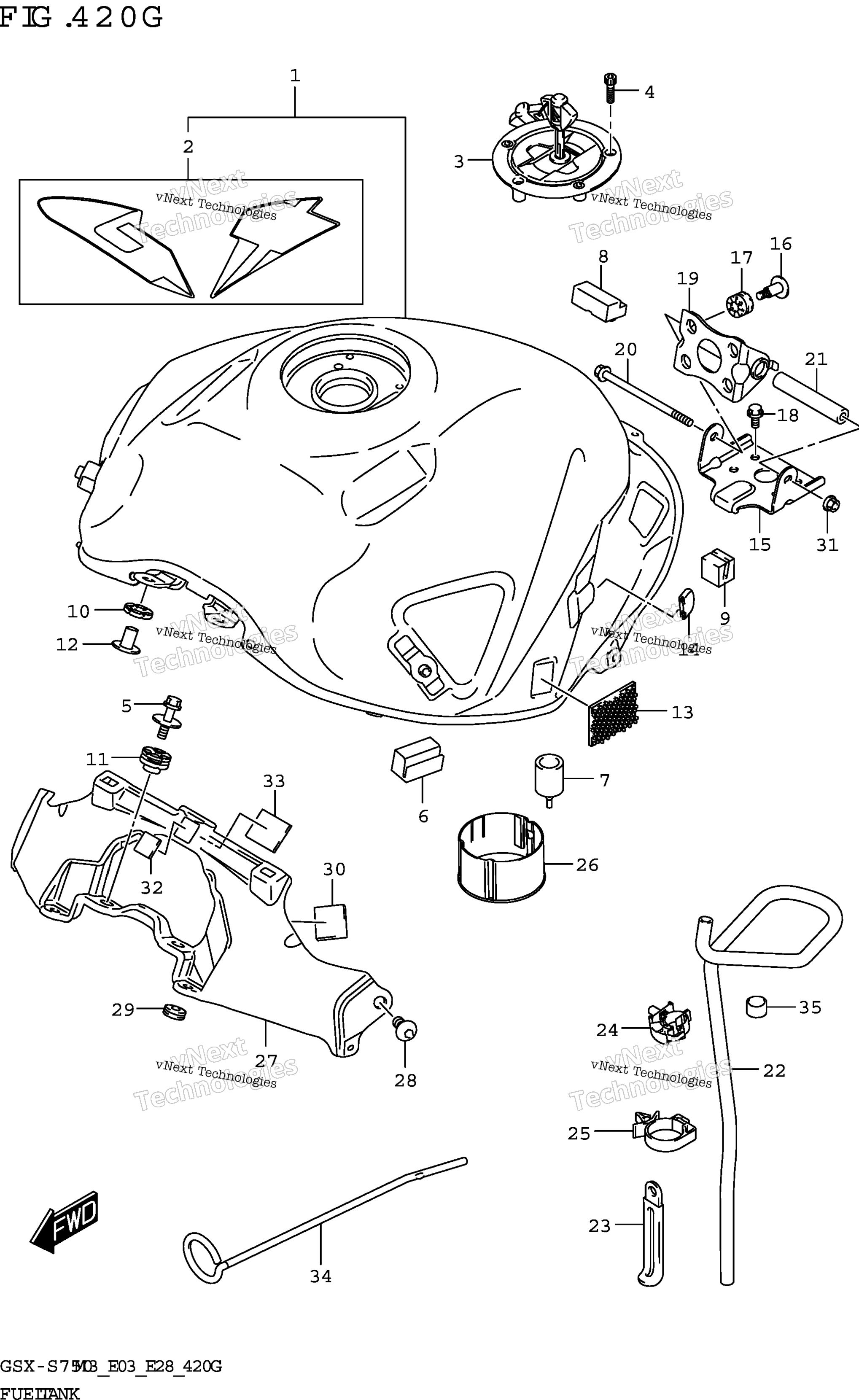 Топливный бак ((Gsx-S750z,Gsx-S750za):E33)