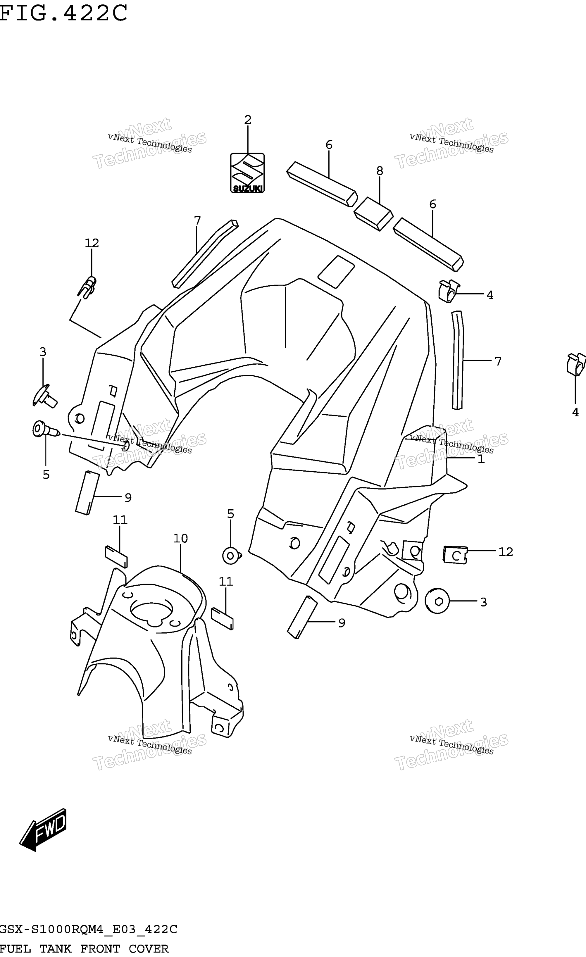 Топливный бак Front Cover (Gsx-S1000rqm4 E33)