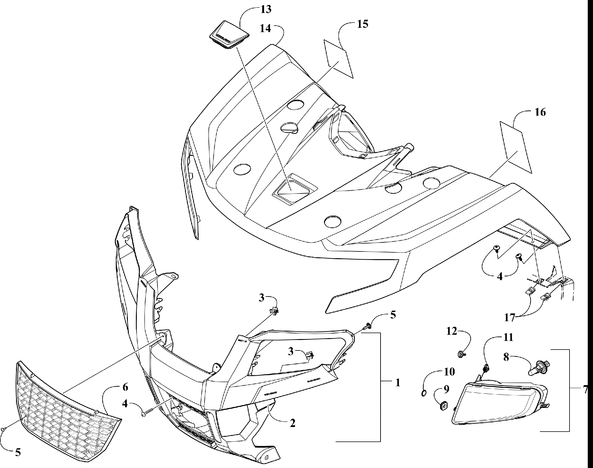 Передняя часть BODY PANEL AND HEADLIGHT ASSEMBLIES [303695]