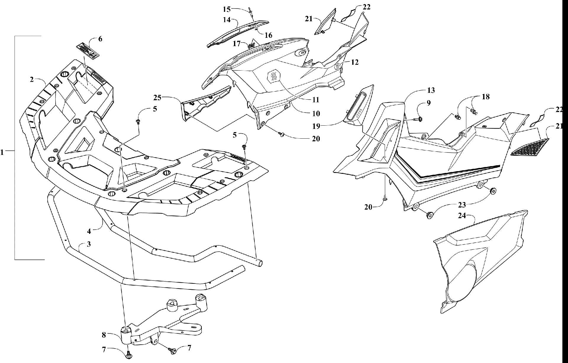 Передняя часть RACK AND SIDE PANEL ASSEMBLIES [303698]