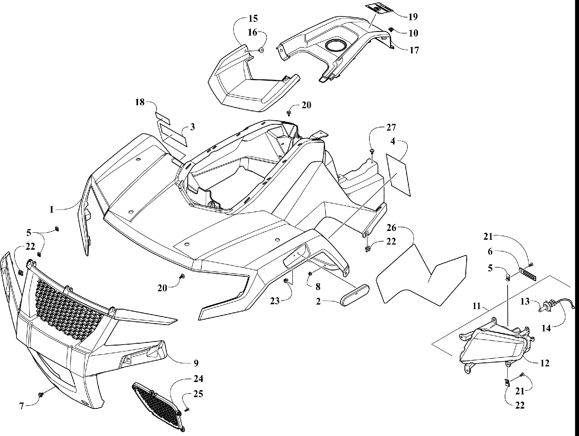 Передняя часть BODY AND HEADLIGHT ASSEMBLY [304246]