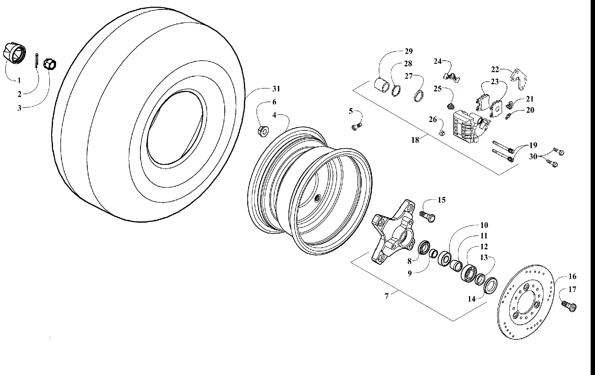 Передняя часть WHEELS AND BRAKE ASSEMBLY [303775]