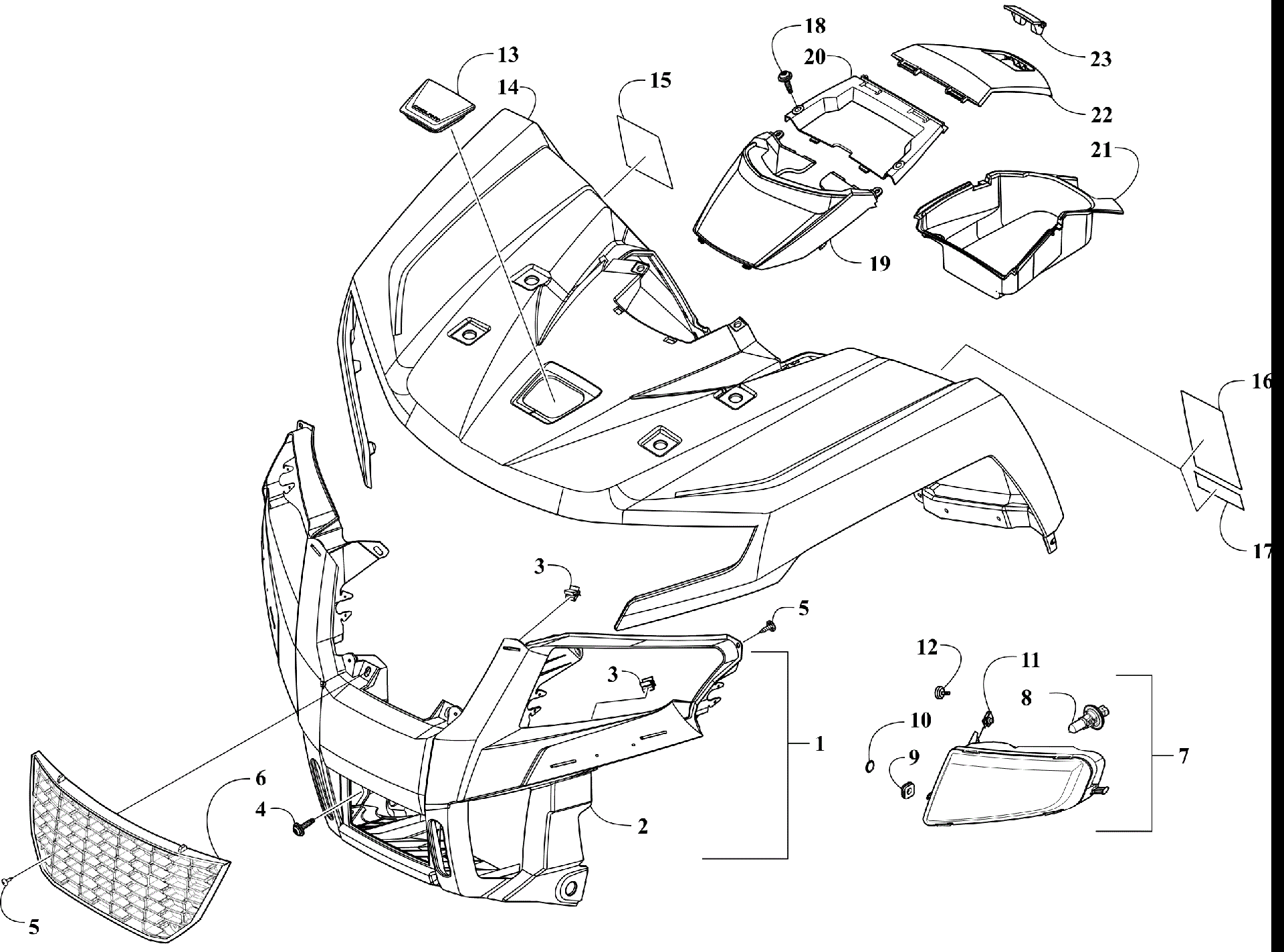 Передняя часть BODY PANEL AND HEADLIGHT ASSEMBLIES [303791]