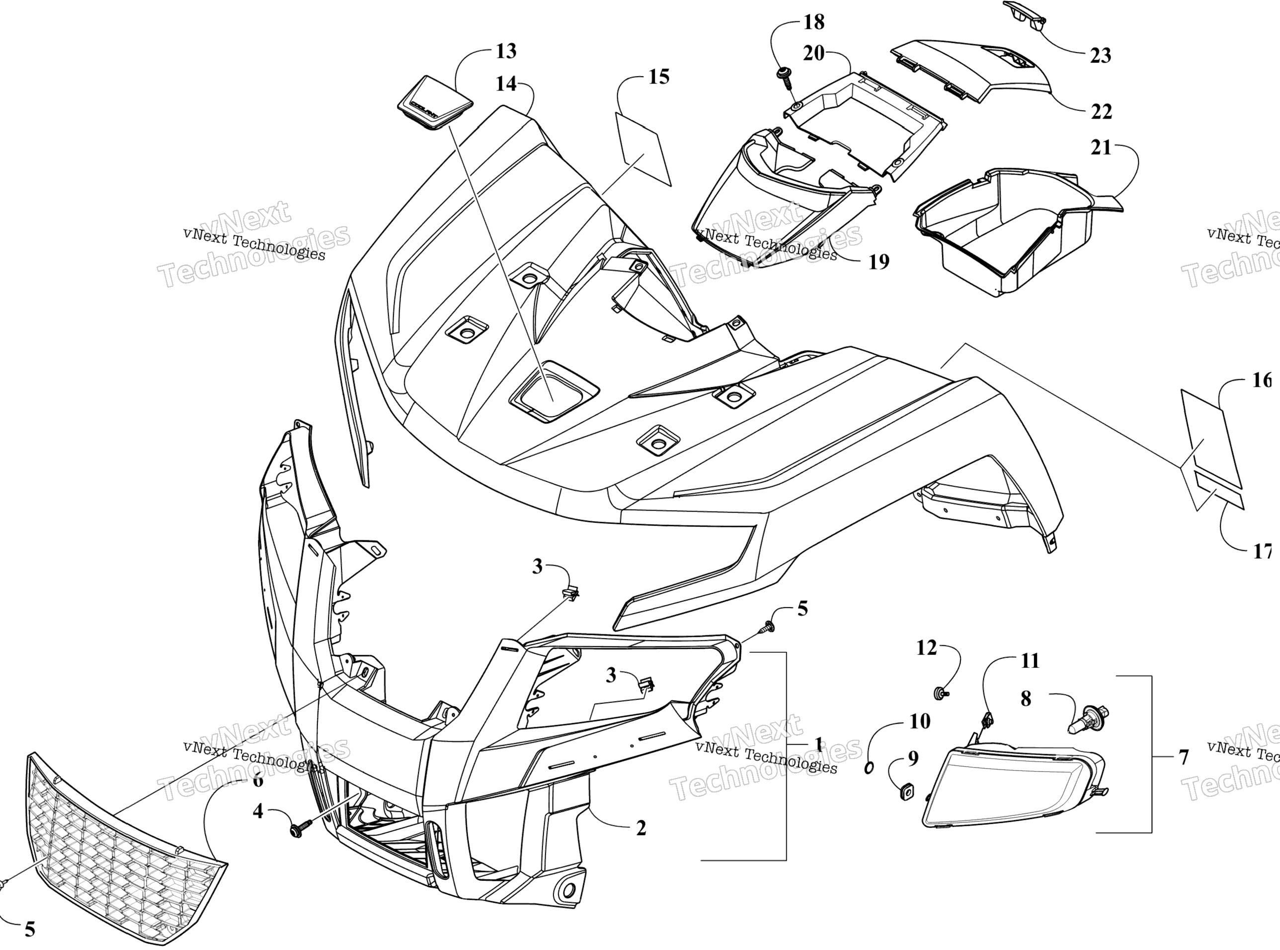 Передняя часть Body Panel And Headlight Assemblies