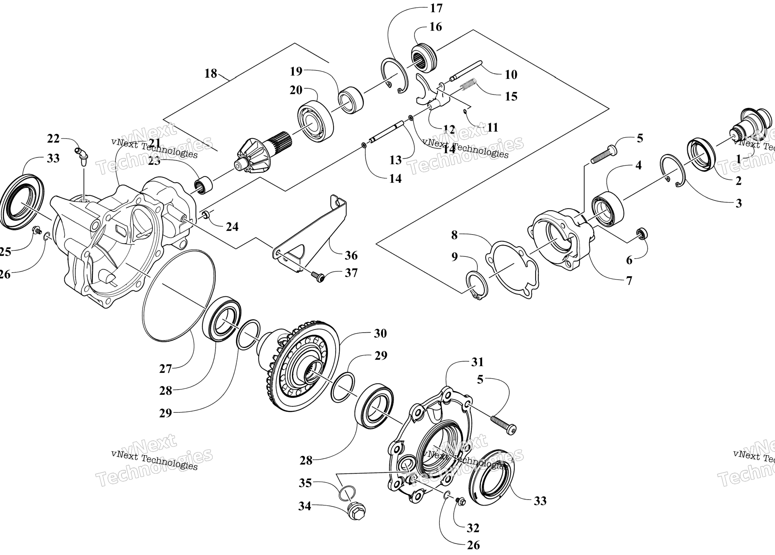 Передняя часть Drive Gearcase Assembly