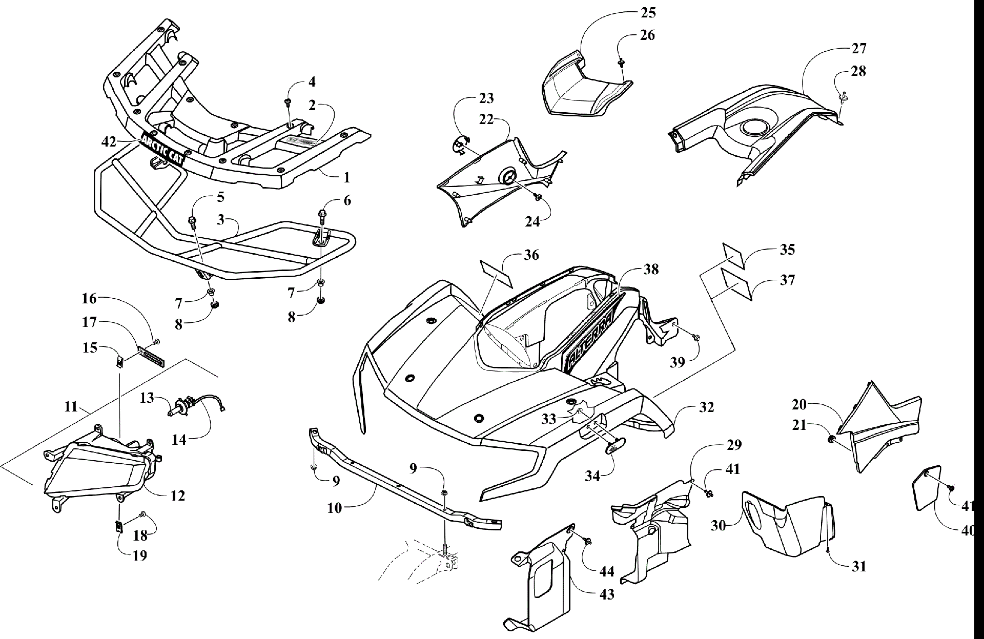 Передняя часть BODY, RACK, AND HEADLIGHT ASSEMBLY [302339]