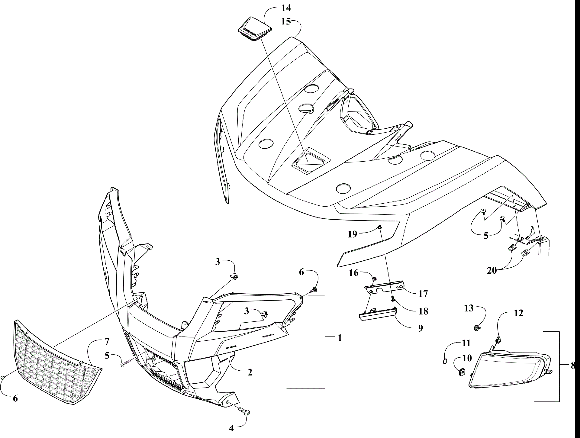 Передняя часть BODY PANEL AND HEADLIGHT ASSEMBLIES [302781]