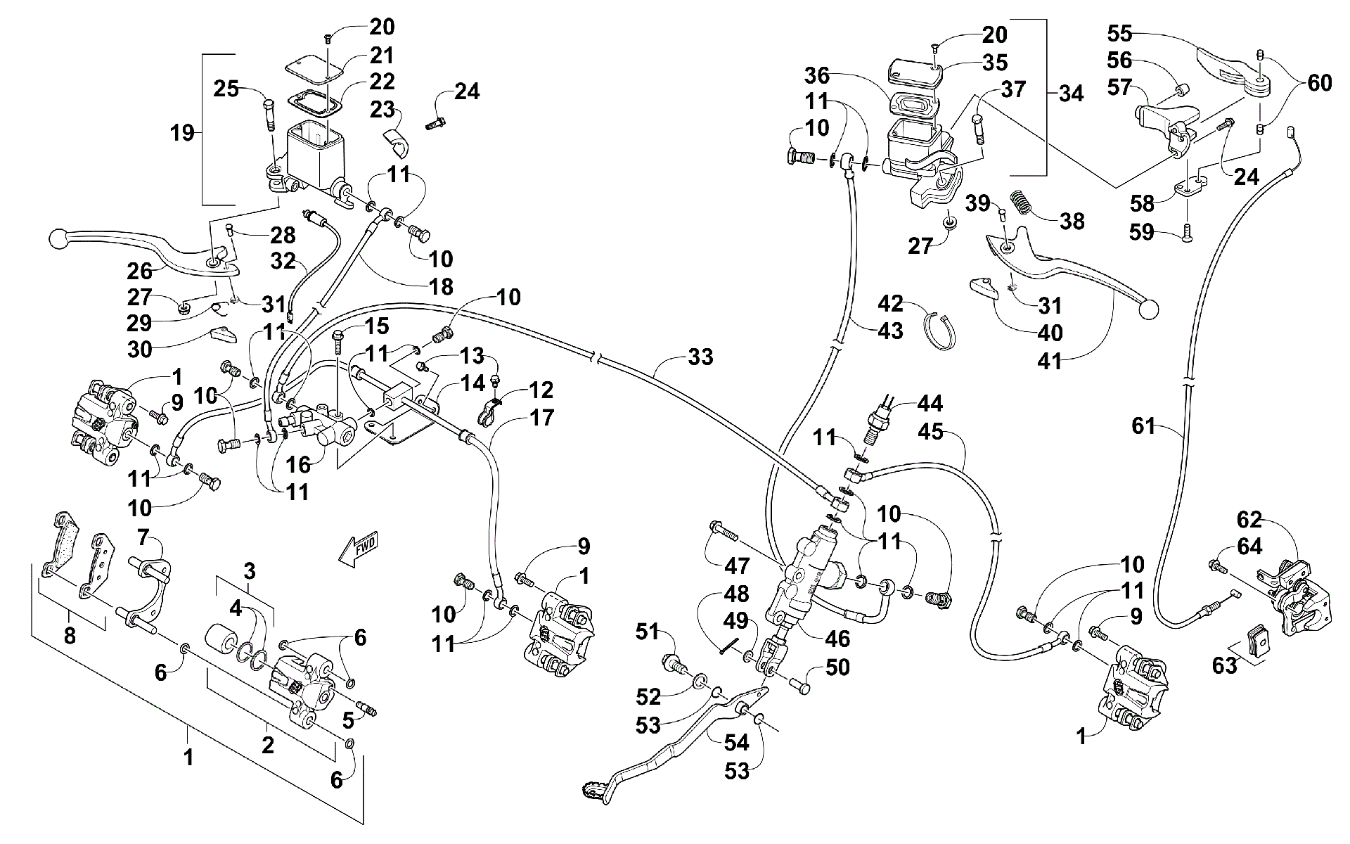 HYDRAULIC и PARKING тормоз ASSEMBLIES [303485]
