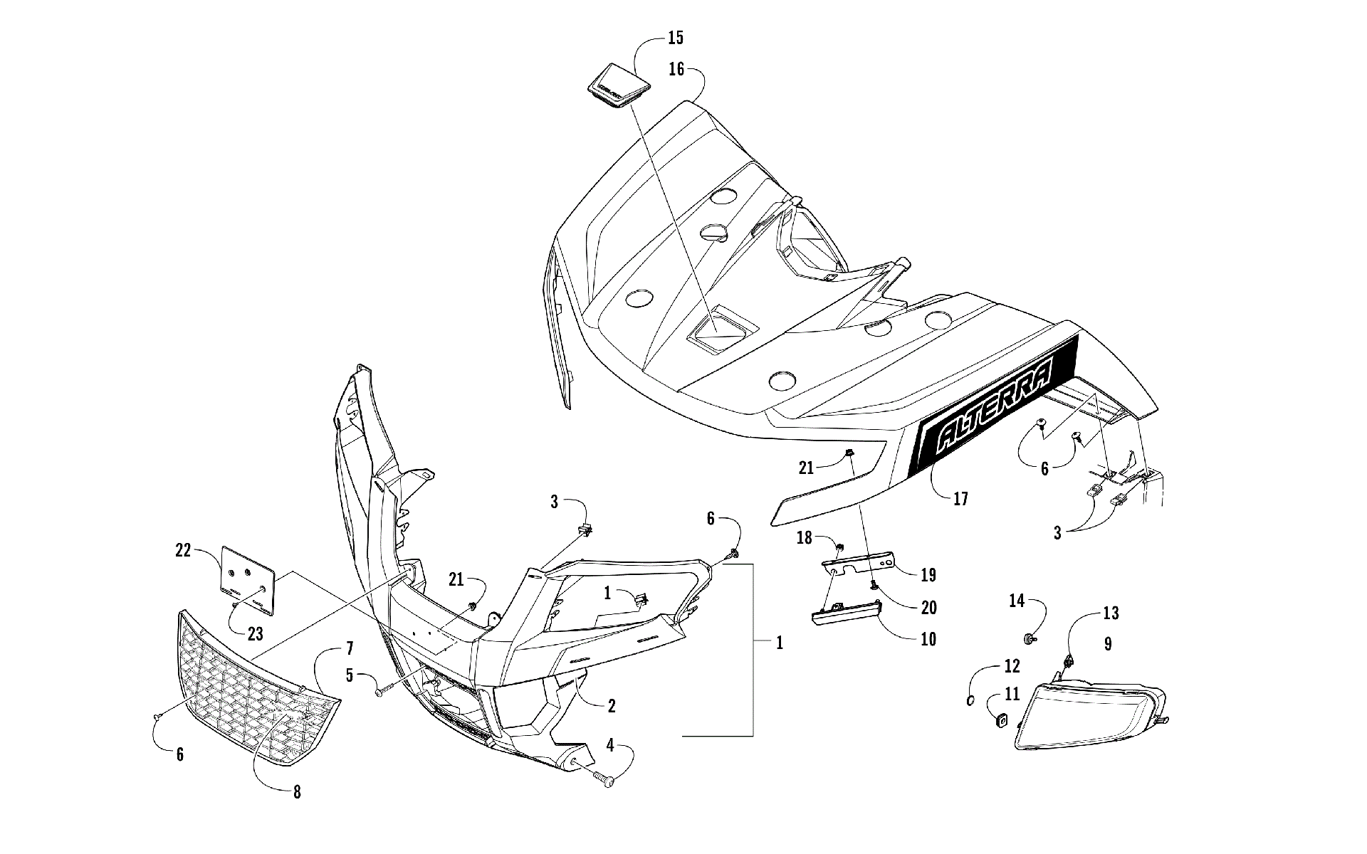 Передняя часть BODY PANEL AND HEADLIGHT ASSEMBLIES [302008]