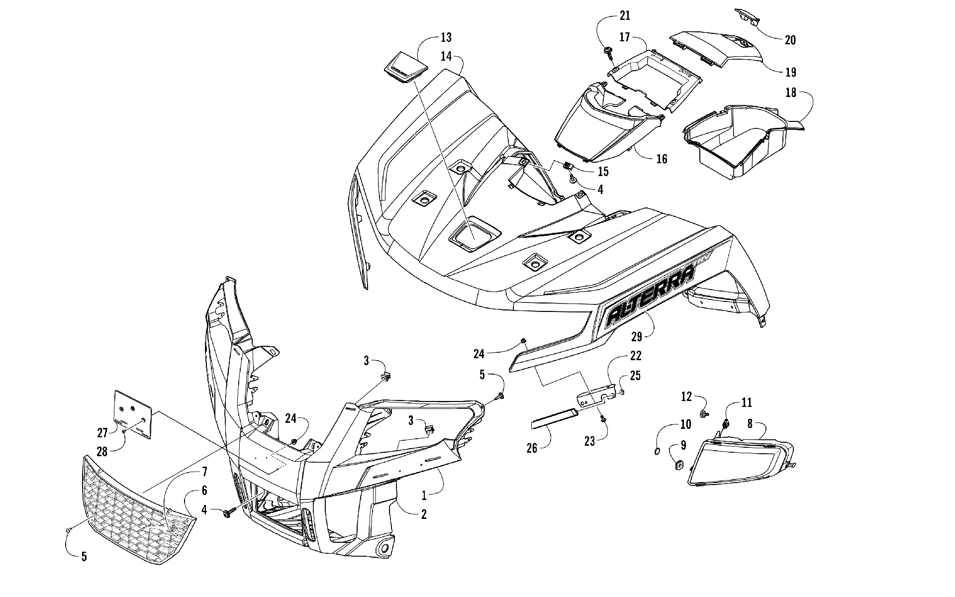 Передняя часть BODY PANEL AND HEADLIGHT ASSEMBLIES [301939]