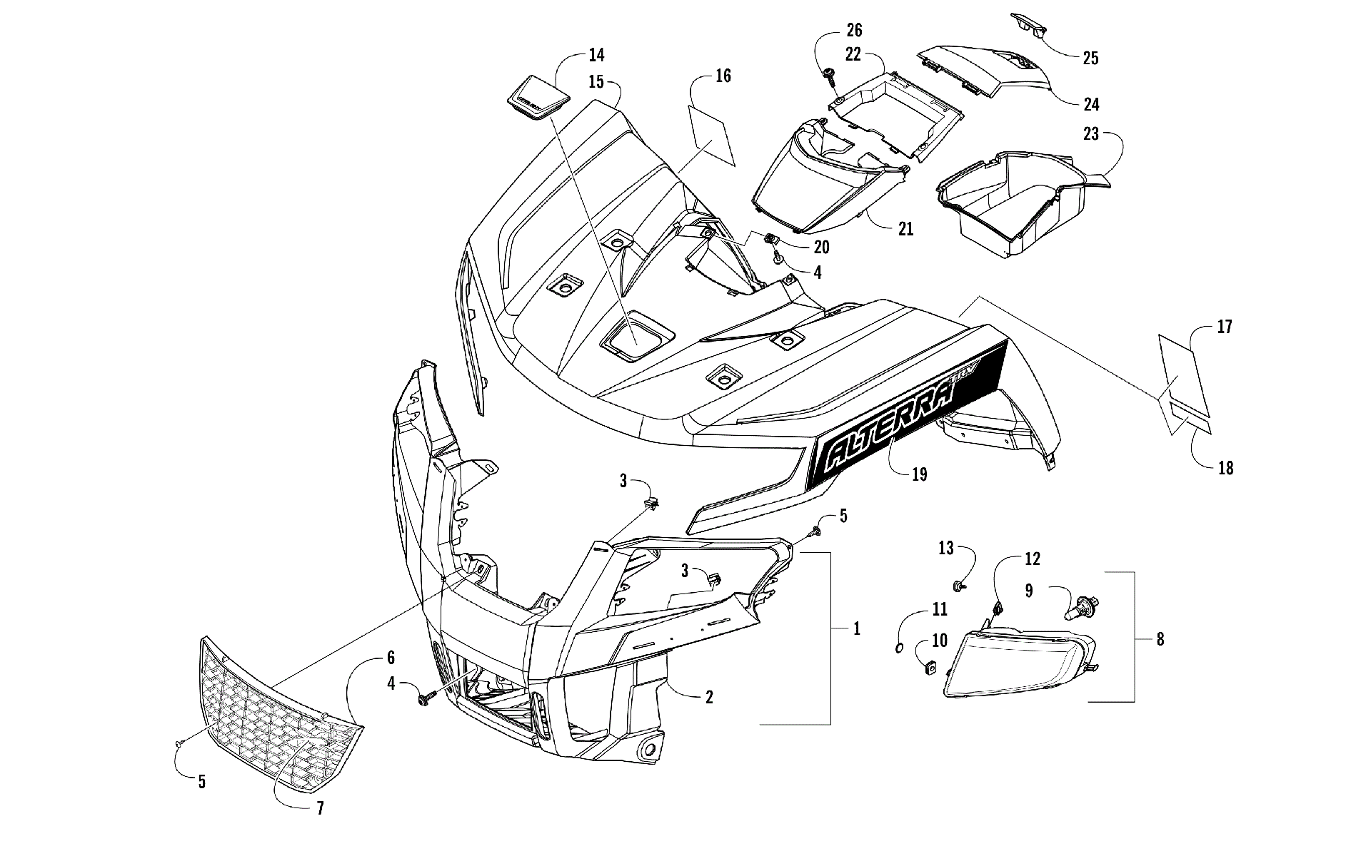 Передняя часть BODY PANEL AND HEADLIGHT ASSEMBLIES [301754]