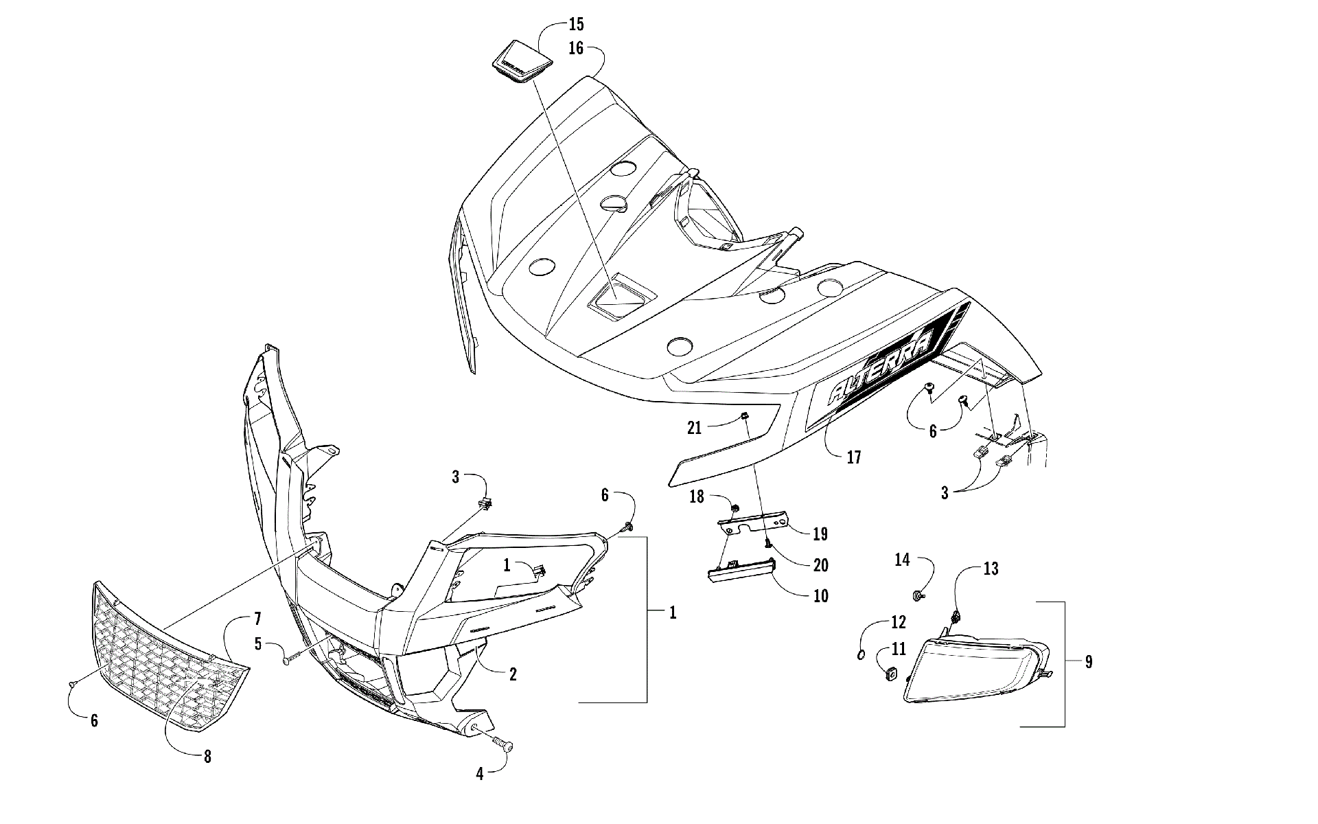 Передняя часть BODY PANEL AND HEADLIGHT ASSEMBLIES [301338]