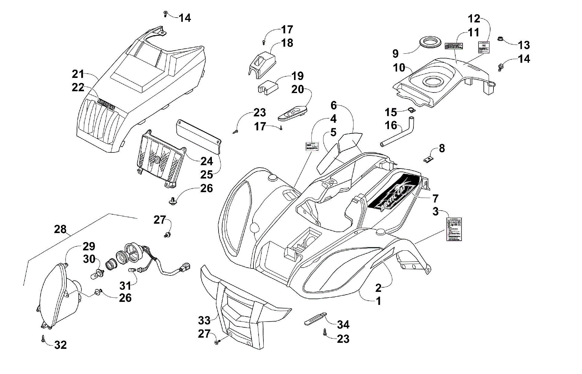 Передняя часть BODY PANEL AND HEADLIGHT ASSEMBLIES [300486]