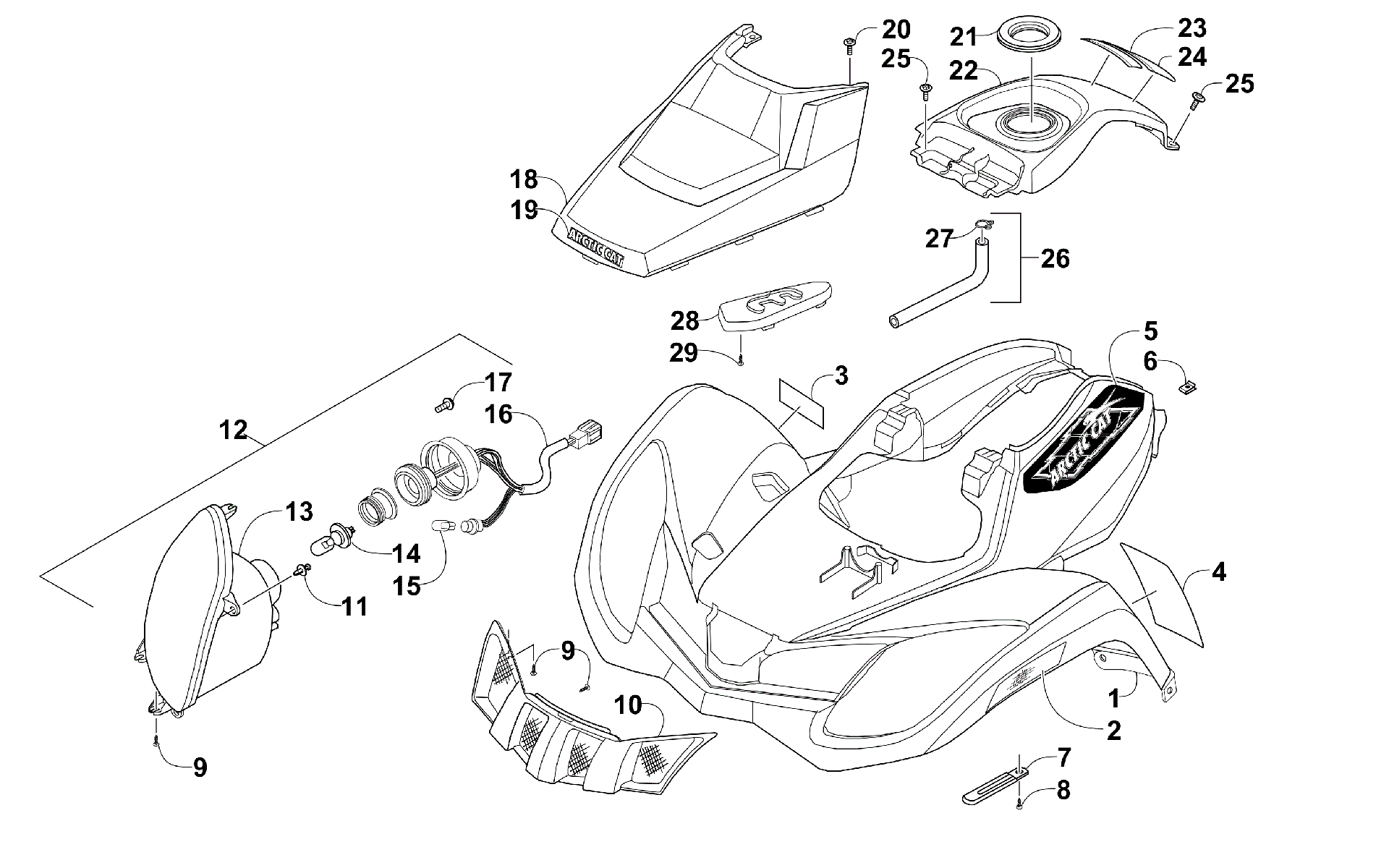 Передняя часть BODY AND HEADLIGHT ASSEMBLY [300495]
