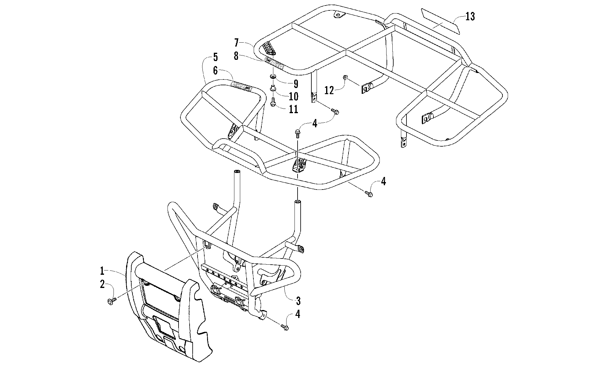Передняя часть BUMPER, FRONT RACK, AND REAR RACK ASSEMBLY [94267]
