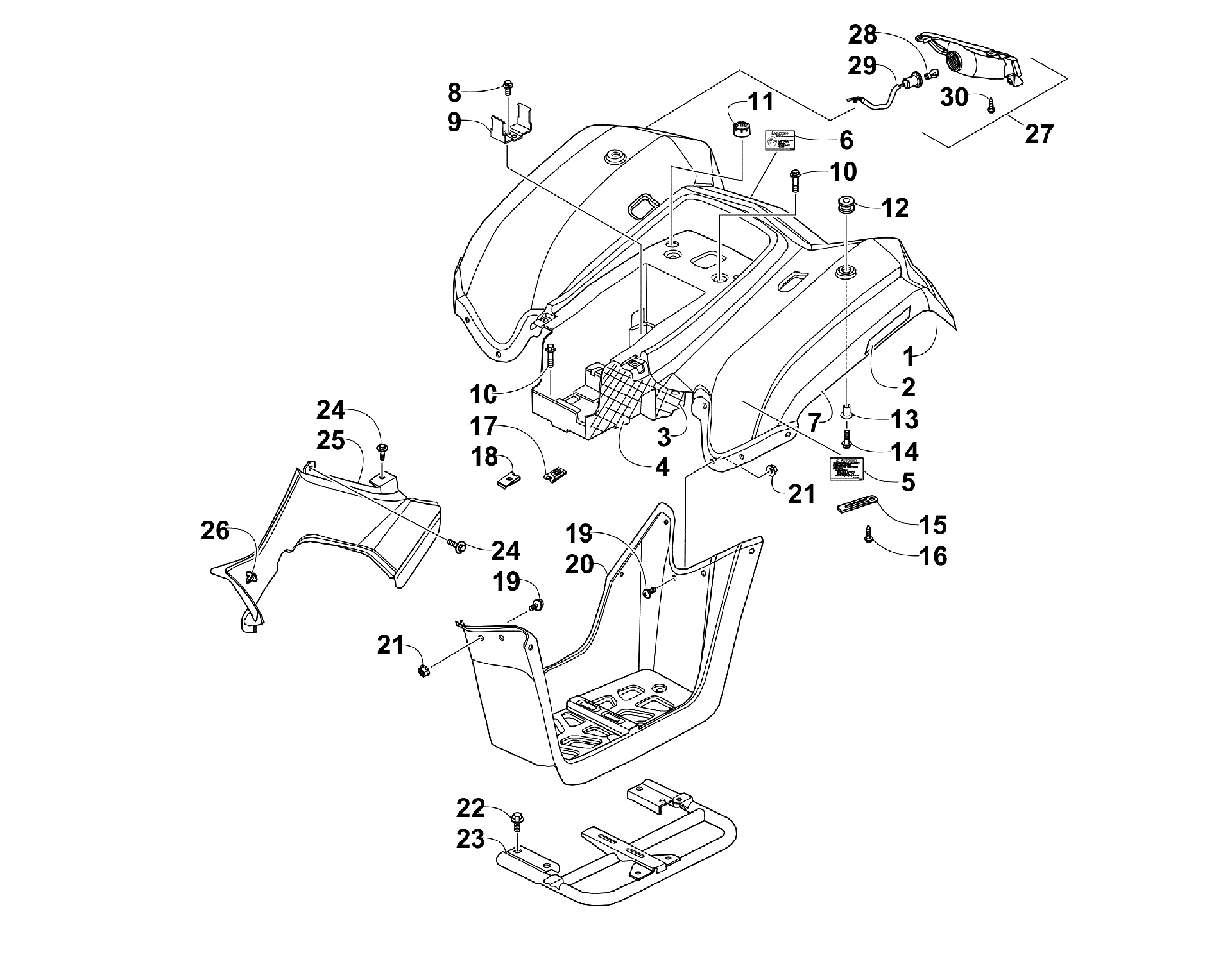 задний кузов панель и TAILLIGHT ASSEMBLIES [300487]