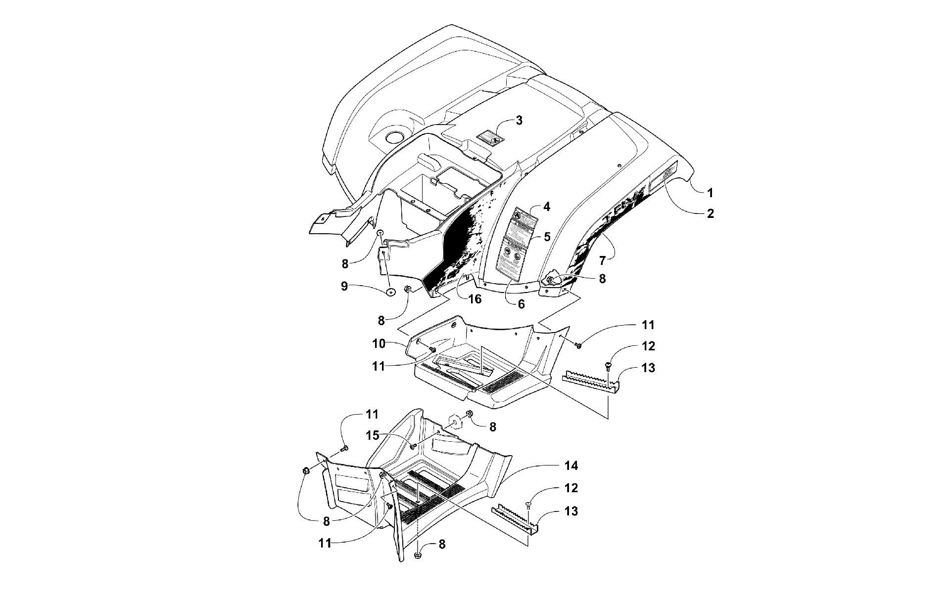 задний кузов панель и FOOTWELL ASSEMBLIES [301186]
