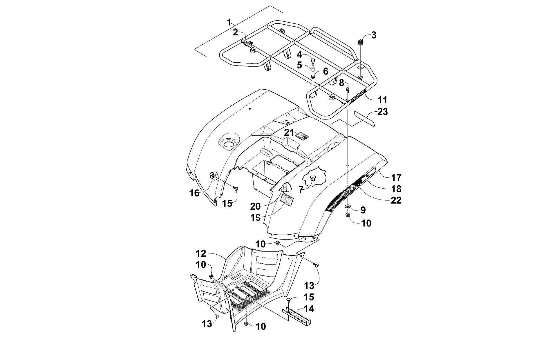 задний RACK, кузов PANEL, и FOOTWELL ASSEMBLIES [300555]